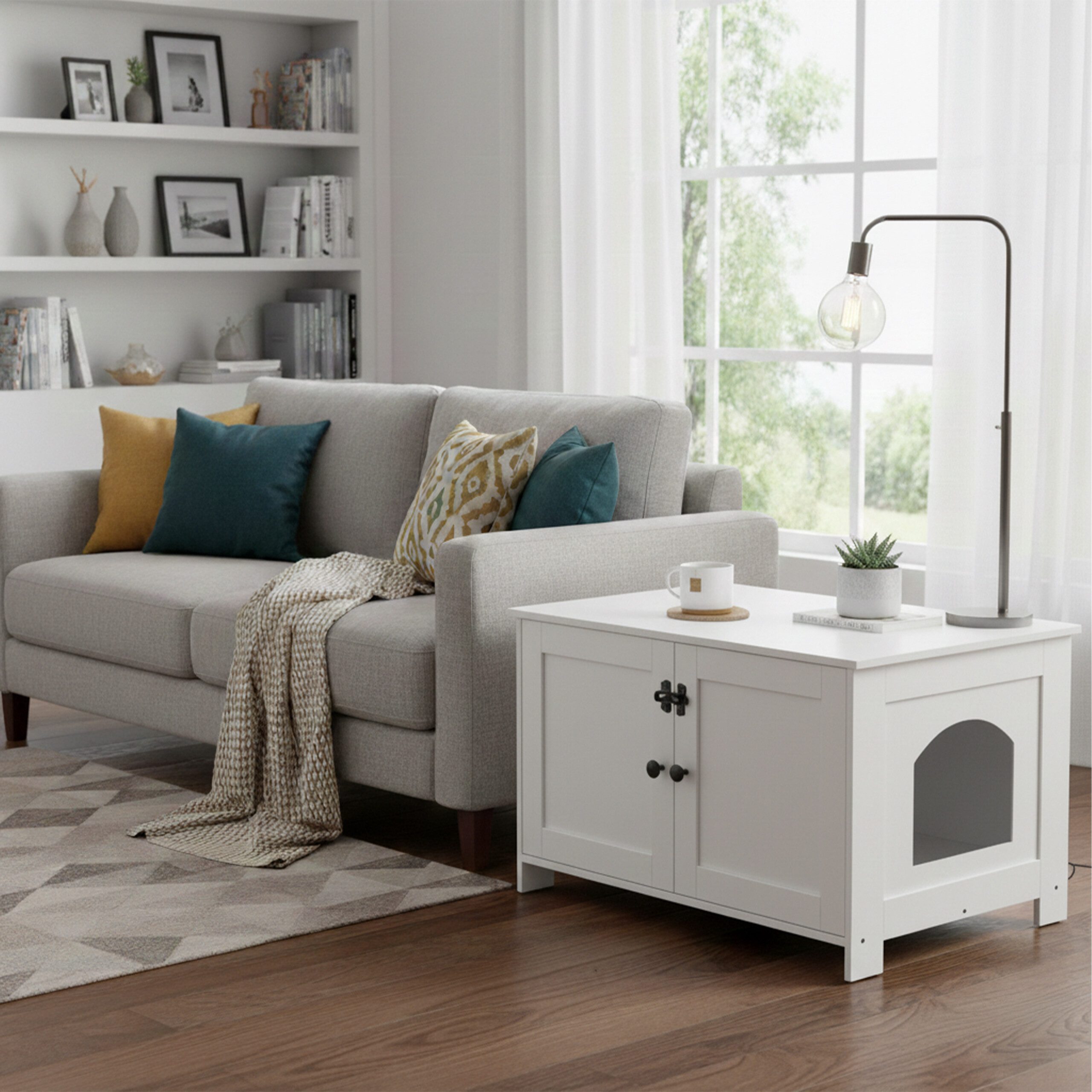 relaxdays Katzenhaus Katzenschrank für Katzenklo, weiß günstig online kaufen