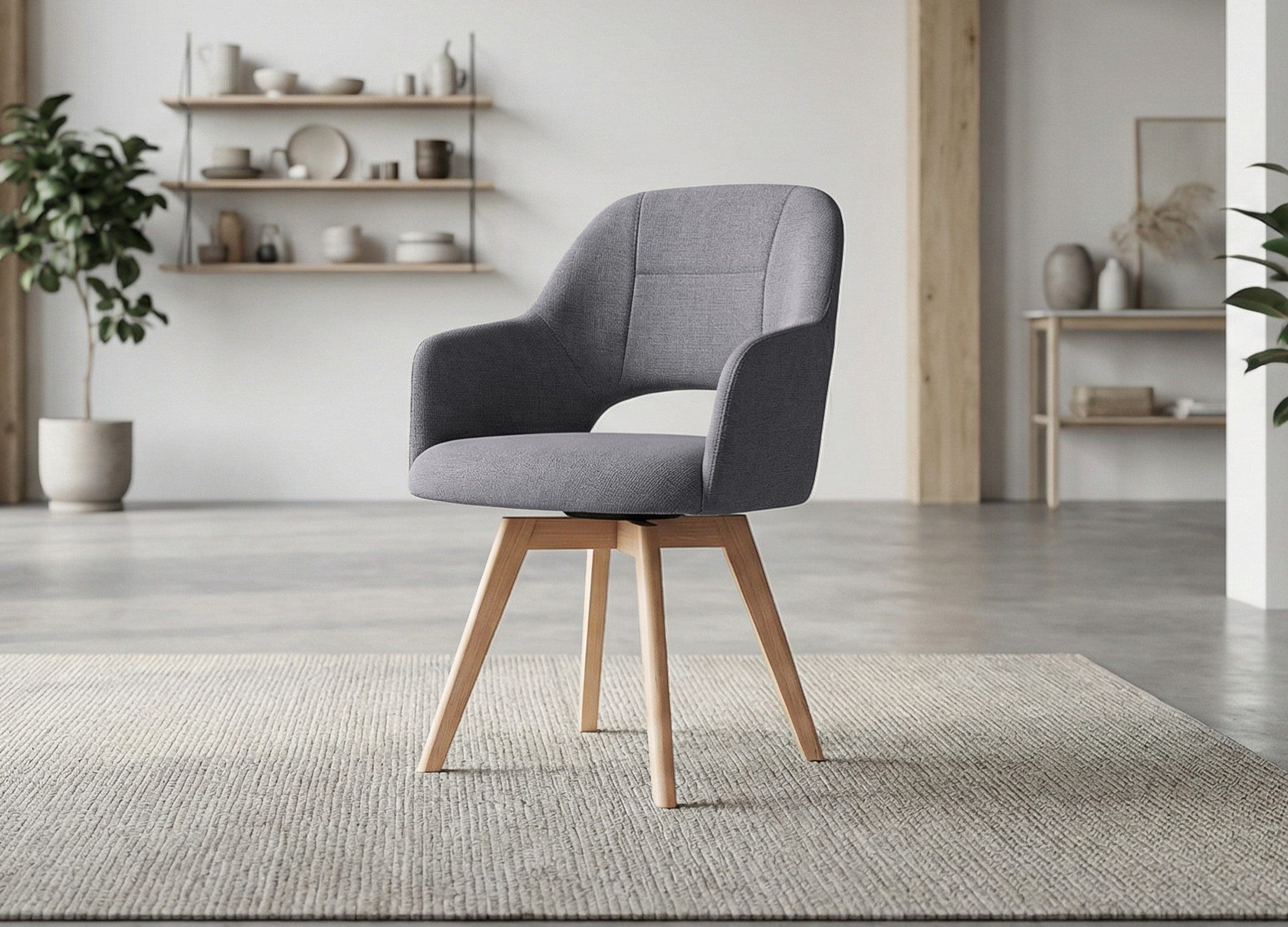 Massivart® Polsterstuhl Armlehnen Webstoff / grau/beige / 360°-Drehfunktion günstig online kaufen