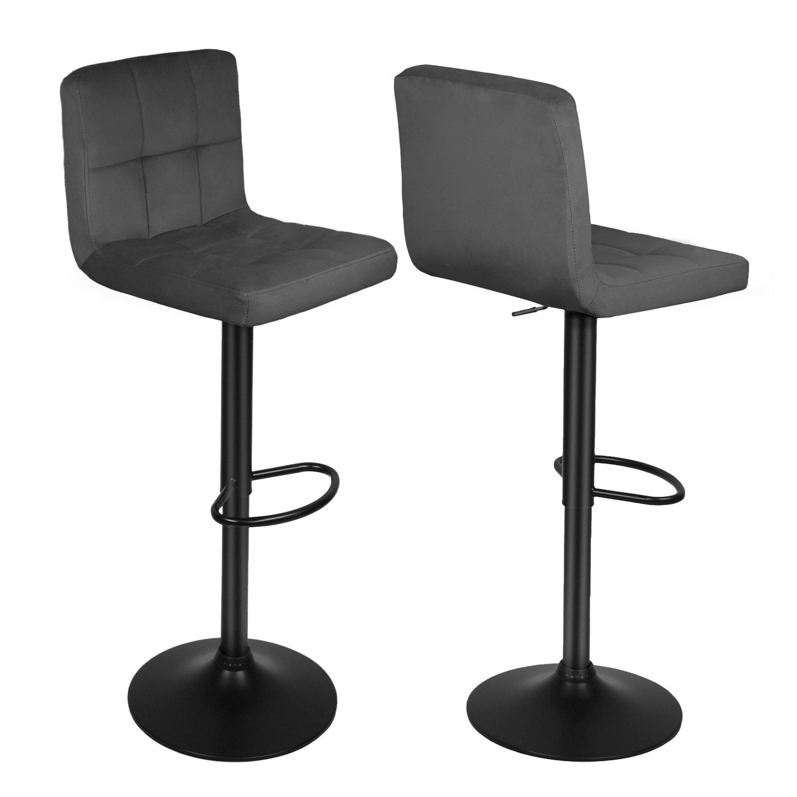 JEOBEST Barhocker Barstuhl Tresenhocker Bistrohocker Küchenstühle 360°Drehbarer, (2 St) Gute gepolsterte Sitzfläche aus Samt, Rückenlehne und Fußstütze