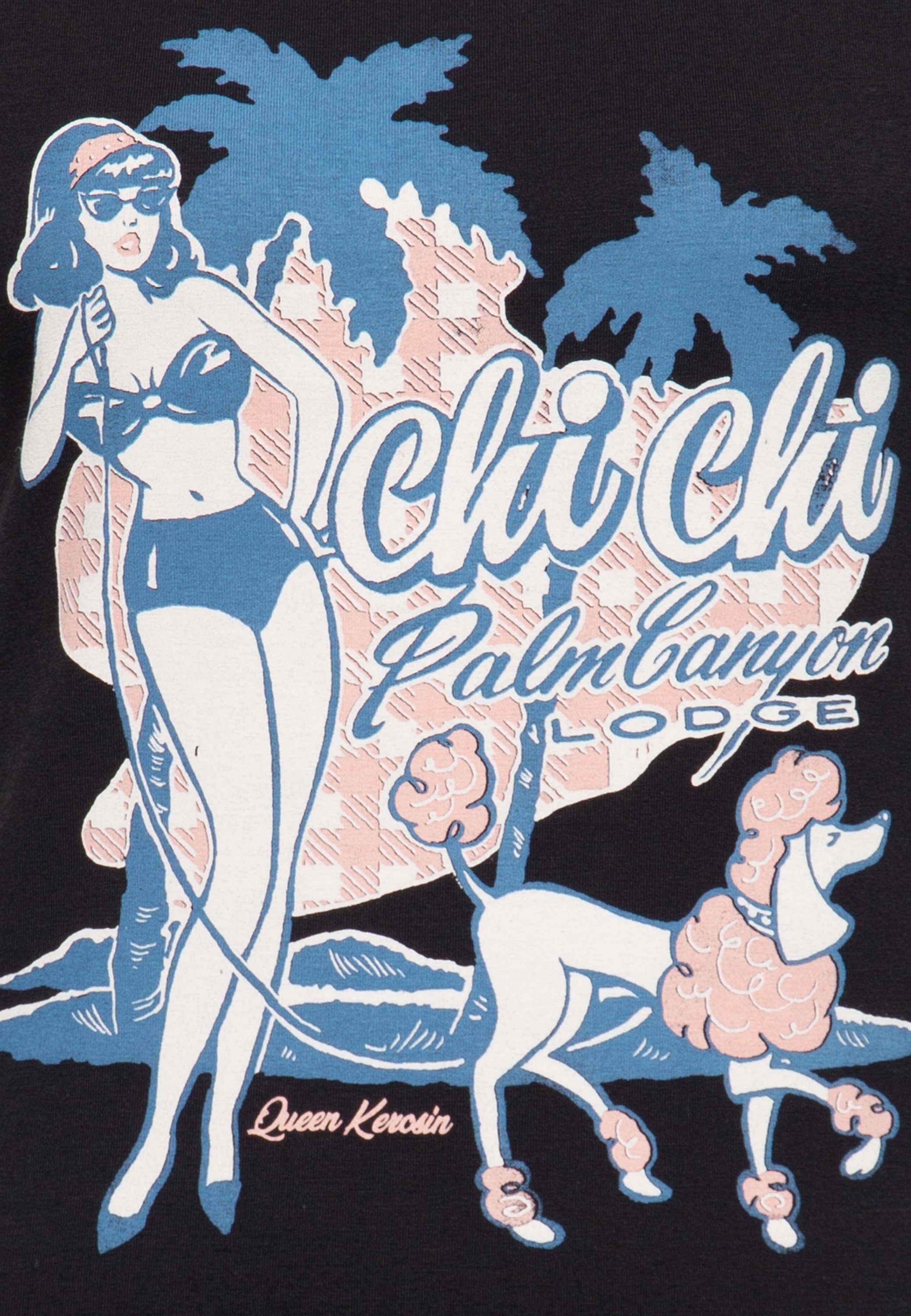 QueenKerosin Print-Shirt Chi Chi Beach Poodle (1-tlg) mit vintage Front Print