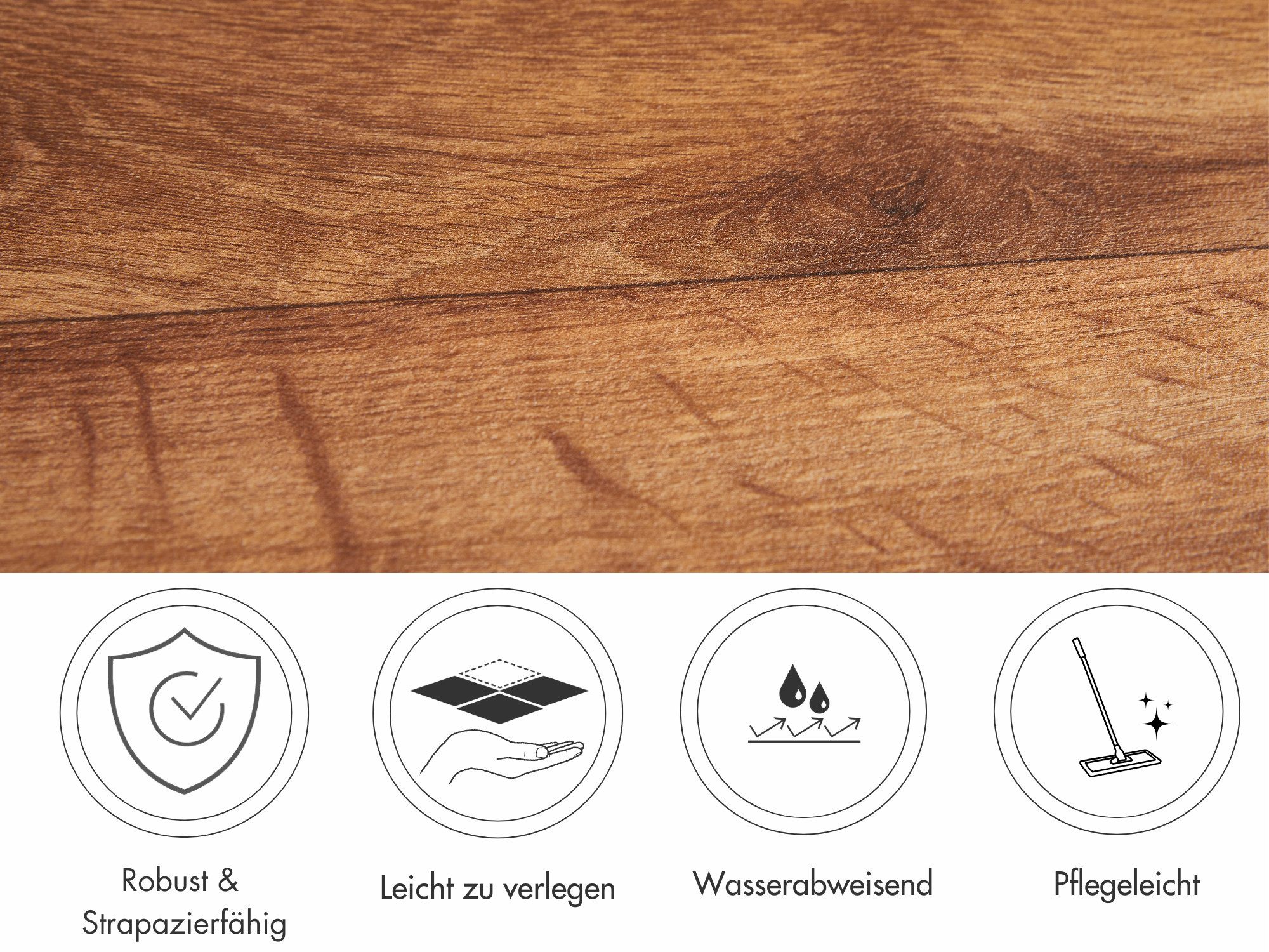 misento Vinylboden Optima in Holzoptik, für Feuchträume und Privatbereiche, PVC Bodenbelag Meterware 200/400 cm breit, Stärke 2,0 mm