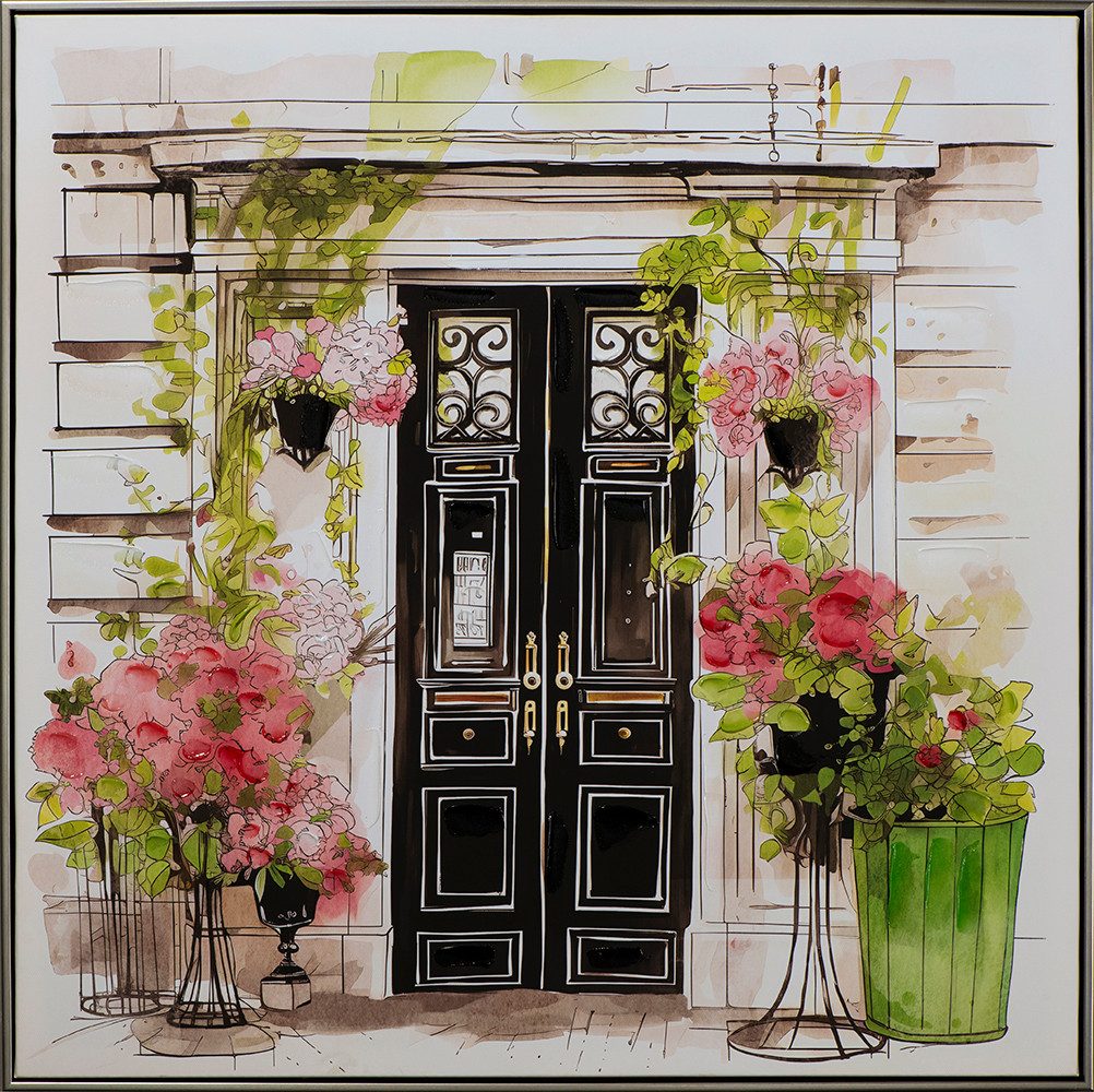 ArtUniverse Gemälde Leinwandbild Romantic Townhouse 82,5 x 82,5 cm, Städtemotiv