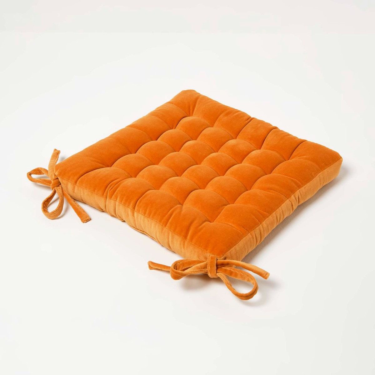 Homescapes Подушка для стула Samt-Stuhlkissen 40x40 cm – Baumwollsamt orange
