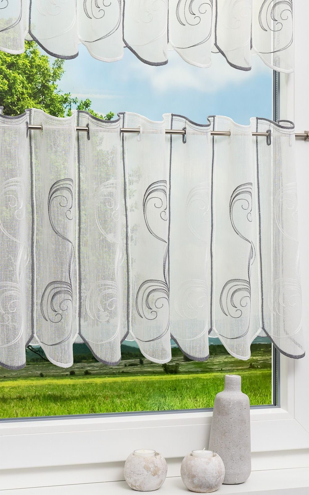 LYSEL® Scheibengardine Ornamente (1 St), transparent, HxB 30x48cm günstig online kaufen