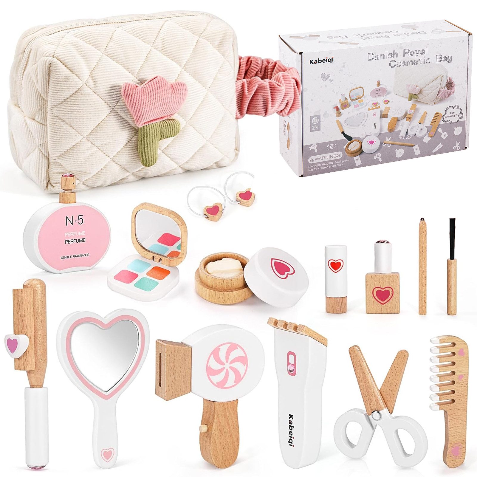 Esun Spielzeug-Frisierkoffer 16-Teiliges Schminkkoffer Mädchen Holzschminke günstig online kaufen