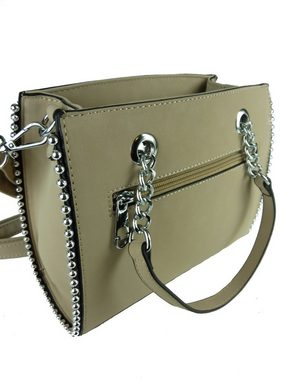 Taschen4life Clutch Damen Handtasche mit Nieten und Kette G88335, lange Tragegriffe & abnehmbarer Schulter Trageriemen