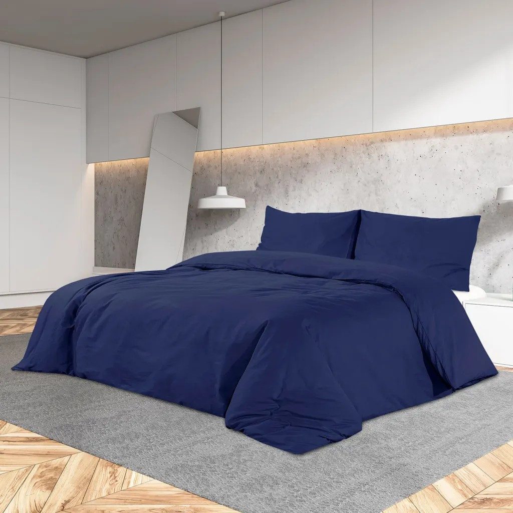 vidaXL Bettbezug vidaXL Bettwäsche-Set Marineblau 200x200 cm Leichte Mikrofaser