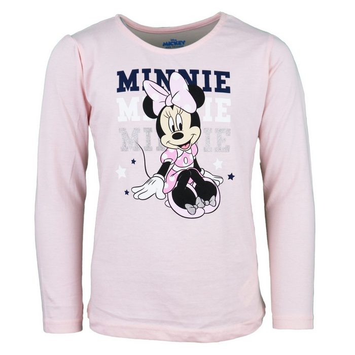 Disney Minnie Mouse Langarmshirt Minnie Rosa Kinder Shirt Gr. 104 bis 134 100% Baumwolle