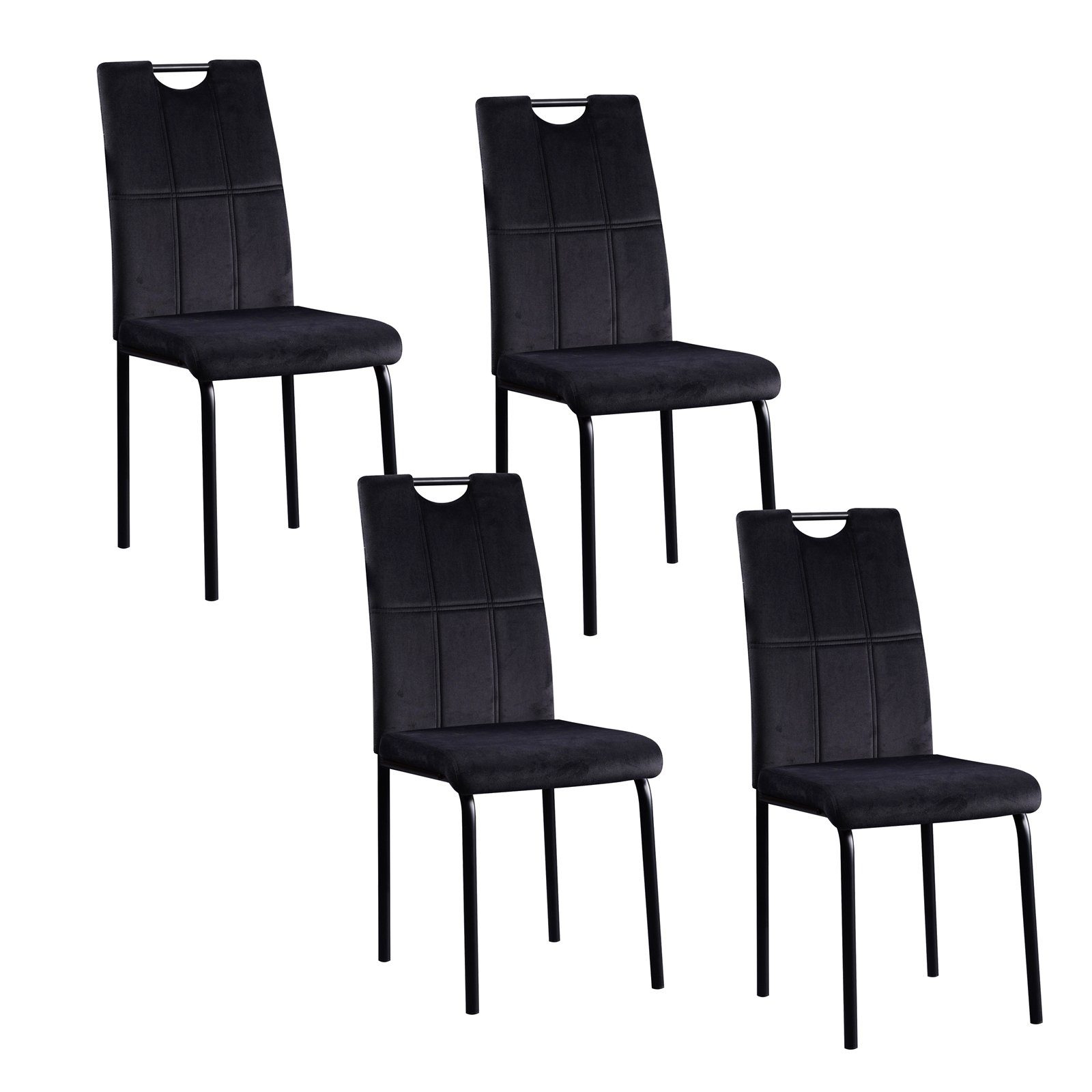 HTI-Living Esszimmerstuhl Stuhl Denton Velvet 4er-Set (Set, 4 St), Esszimmerstuhl Samt Schwarz