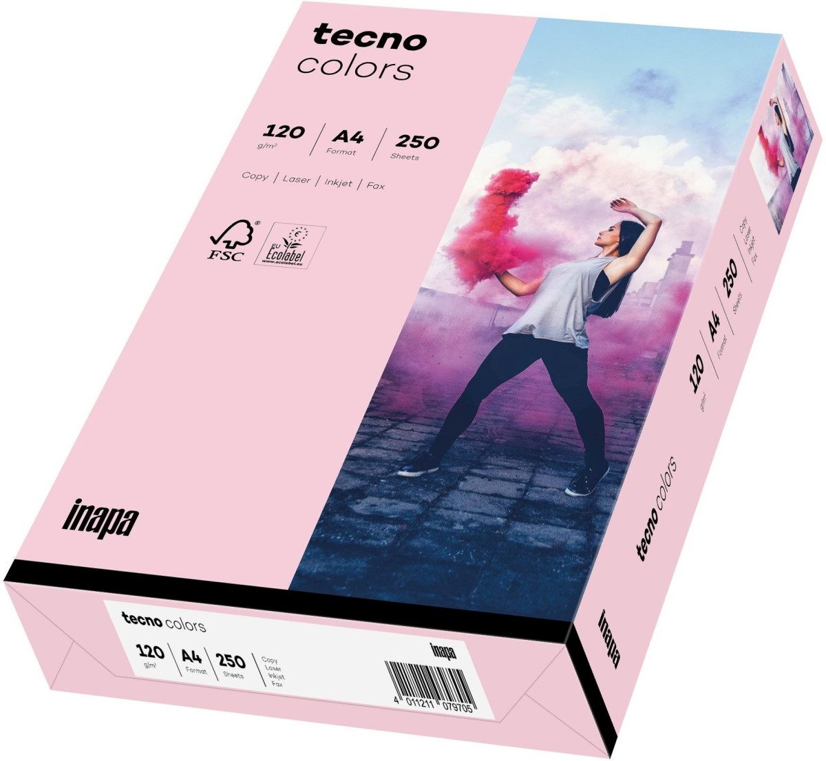 INAPA Multifunktionspapier tecno colors A4 120 g/qm VE=250 Blatt hellrosa