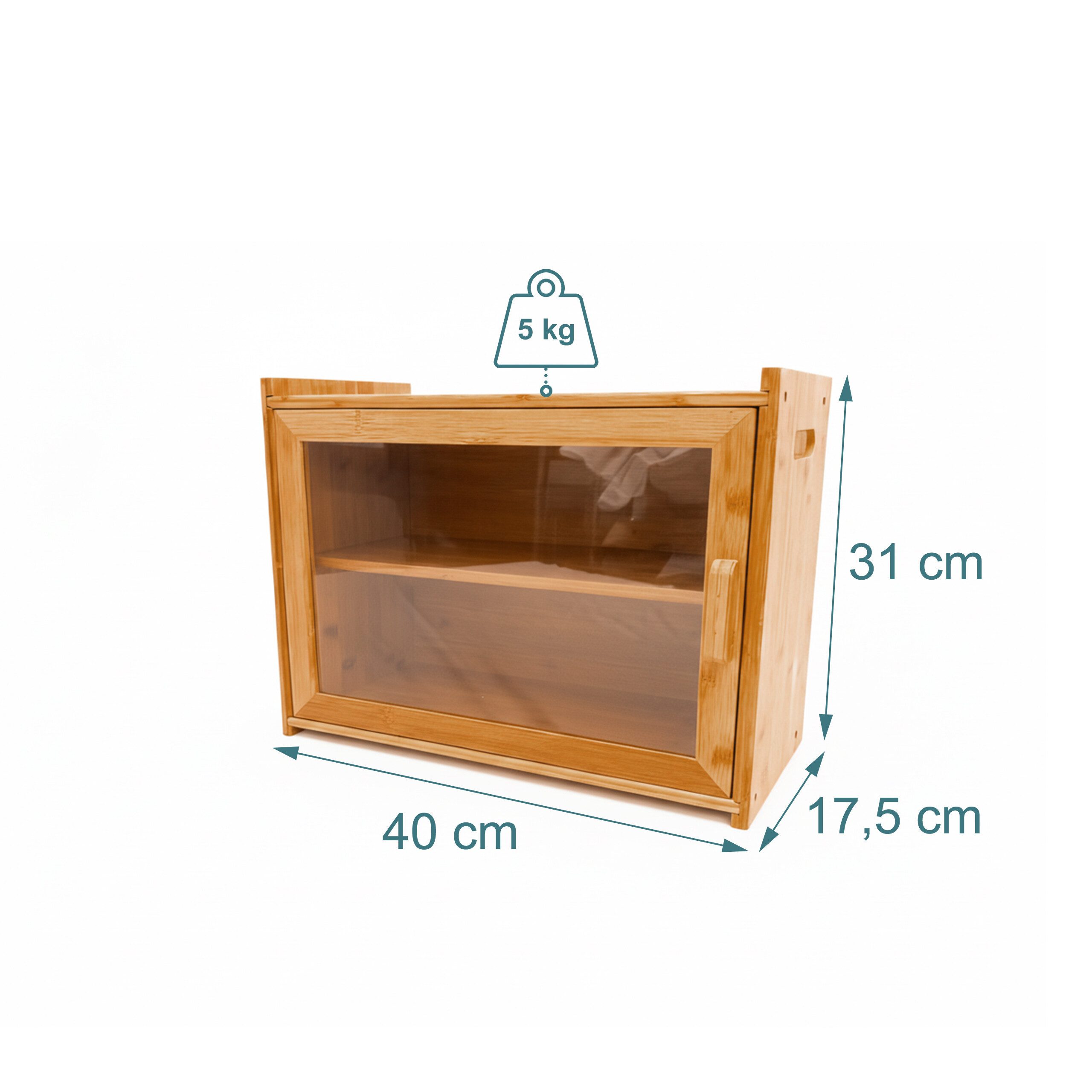 relaxdays Brotkasten Bambus 2 Etagen Sichtfenster, Bambus, (2-tlg) – Bild 4 von 5