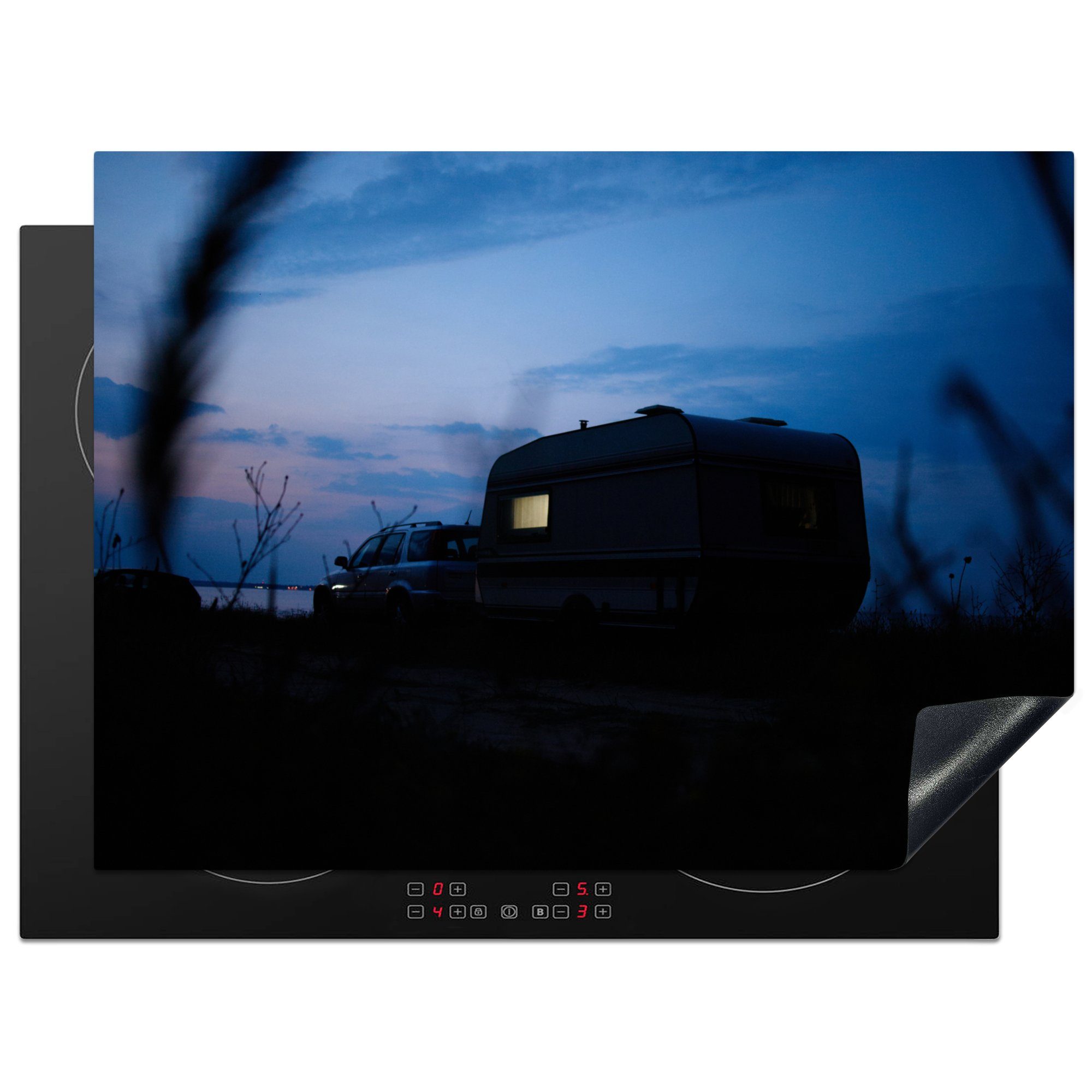 MuchoWow Herdblende-/Abdeckplatte Karawane in der Abenddämmerung, Vinyl, (1 tlg), 70x52 cm, Mobile Arbeitsfläche nutzbar, Ceranfeldabdeckung