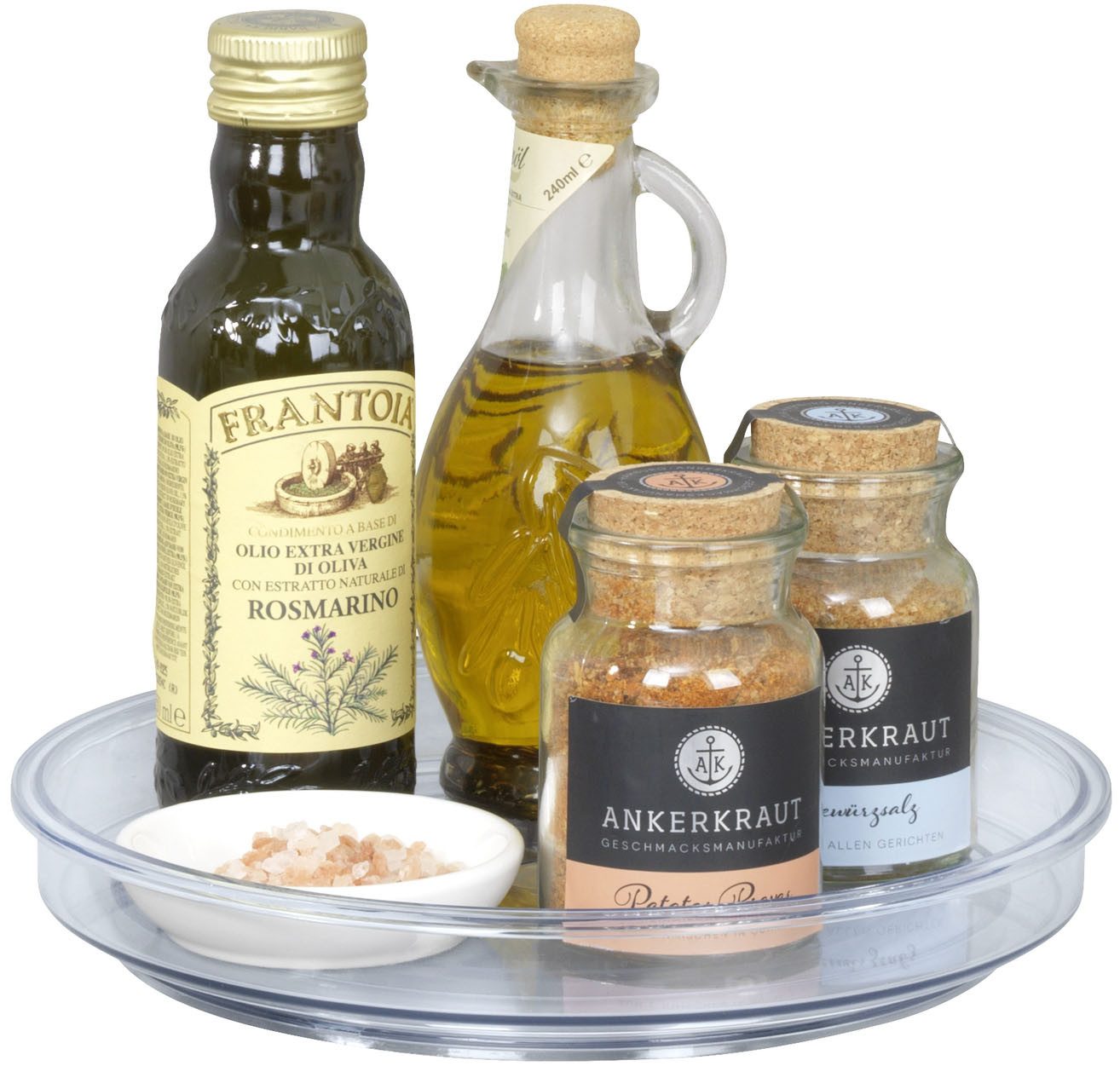 WENKO Aufbewahrungssystem Victoria, Kunststoff, Silikon, (Set, 1-tlg., drehbares Tablett, Ø 24 cm), Drehteller für Küche, Esstisch oder Kühlschrank, mit Außenranderhöhung