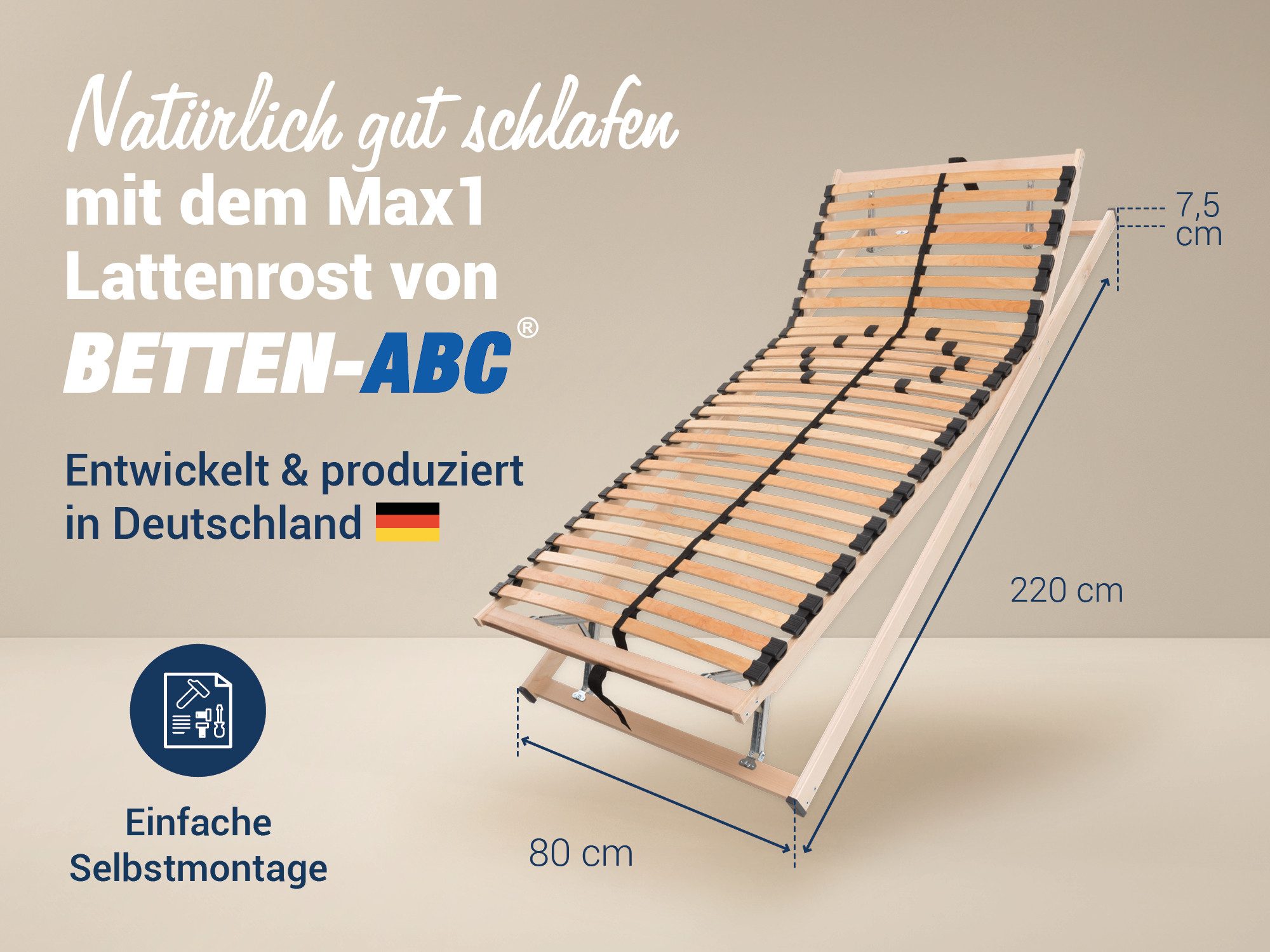 Lattenrost Max1 K+F Lattenrost zur Selbstmontage, Betten-ABC, Kopfteil Kopf- und Fußteilverstellung, Fußteil Kopf- und Fußteilverstellung, Kopf- und Fußteil verstellbar, besondere Langlebigkeit, stabil