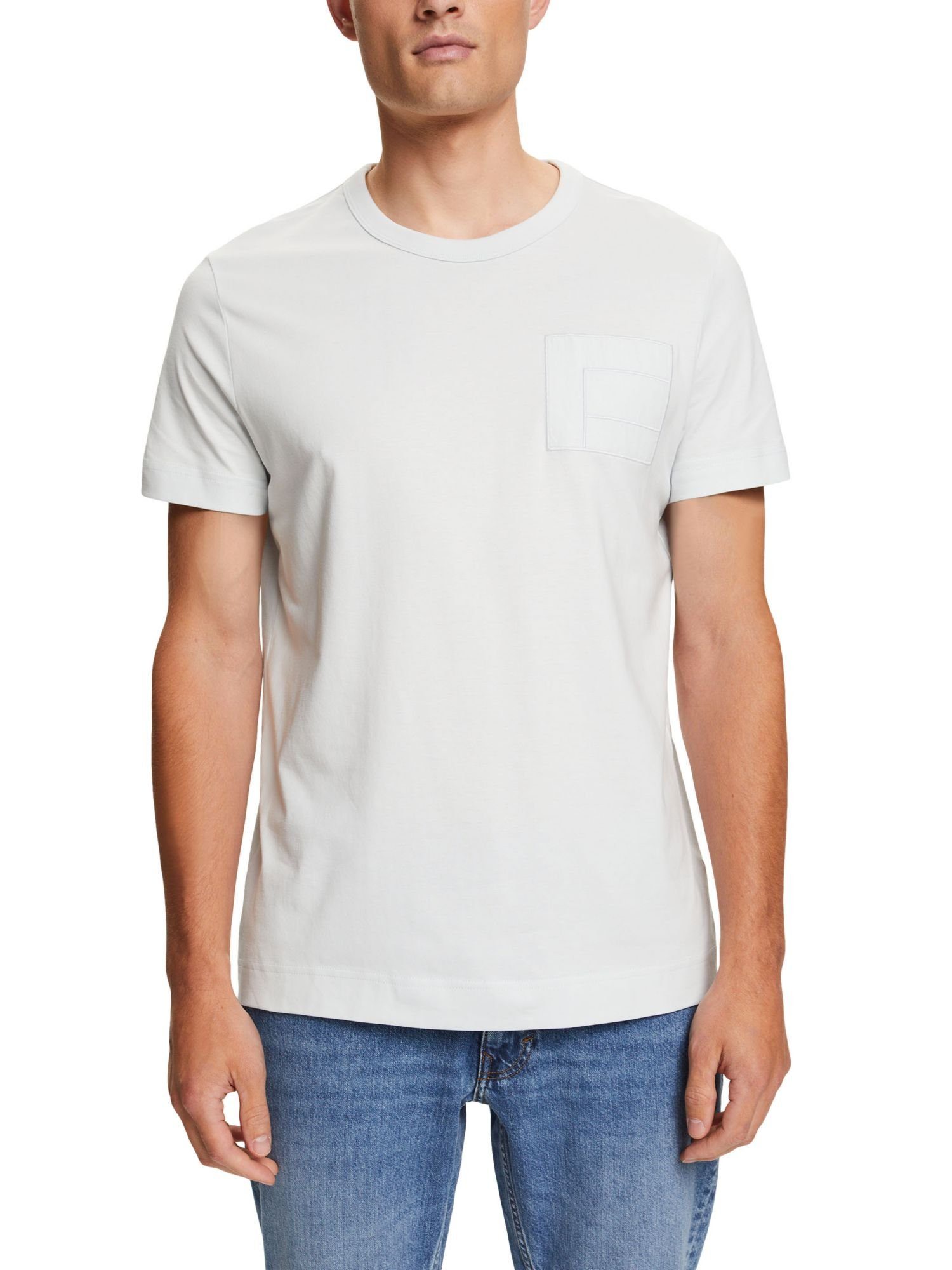 PASTEL T-Shirt Jersey-T-Shirt (1-tlg) 100% mit Stickerei, Collection Esprit BLUE Baumwolle