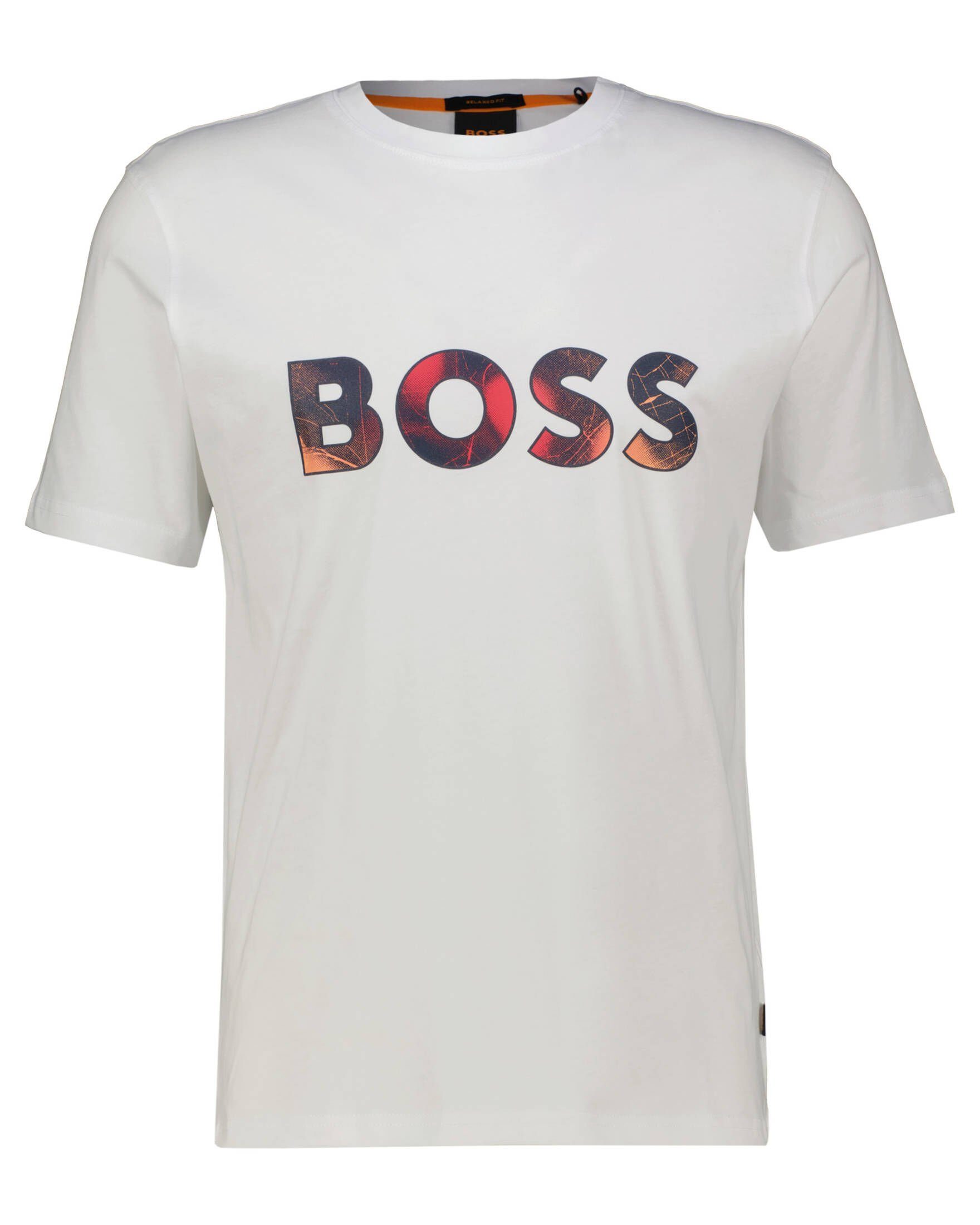 (10) weiss TEEART BOSS (1-tlg) T-Shirt ORANGE BOSS Herren T-Shirt