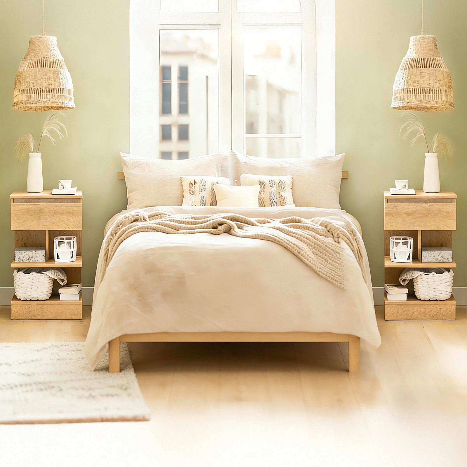 SoBuy Nachttisch FBT49, Nachttisch schmal, Nachtschrank Aufbewahrungsschrank, (2-St), Beistelltisch mit Schublade, Nachtschrank, offene Ablage