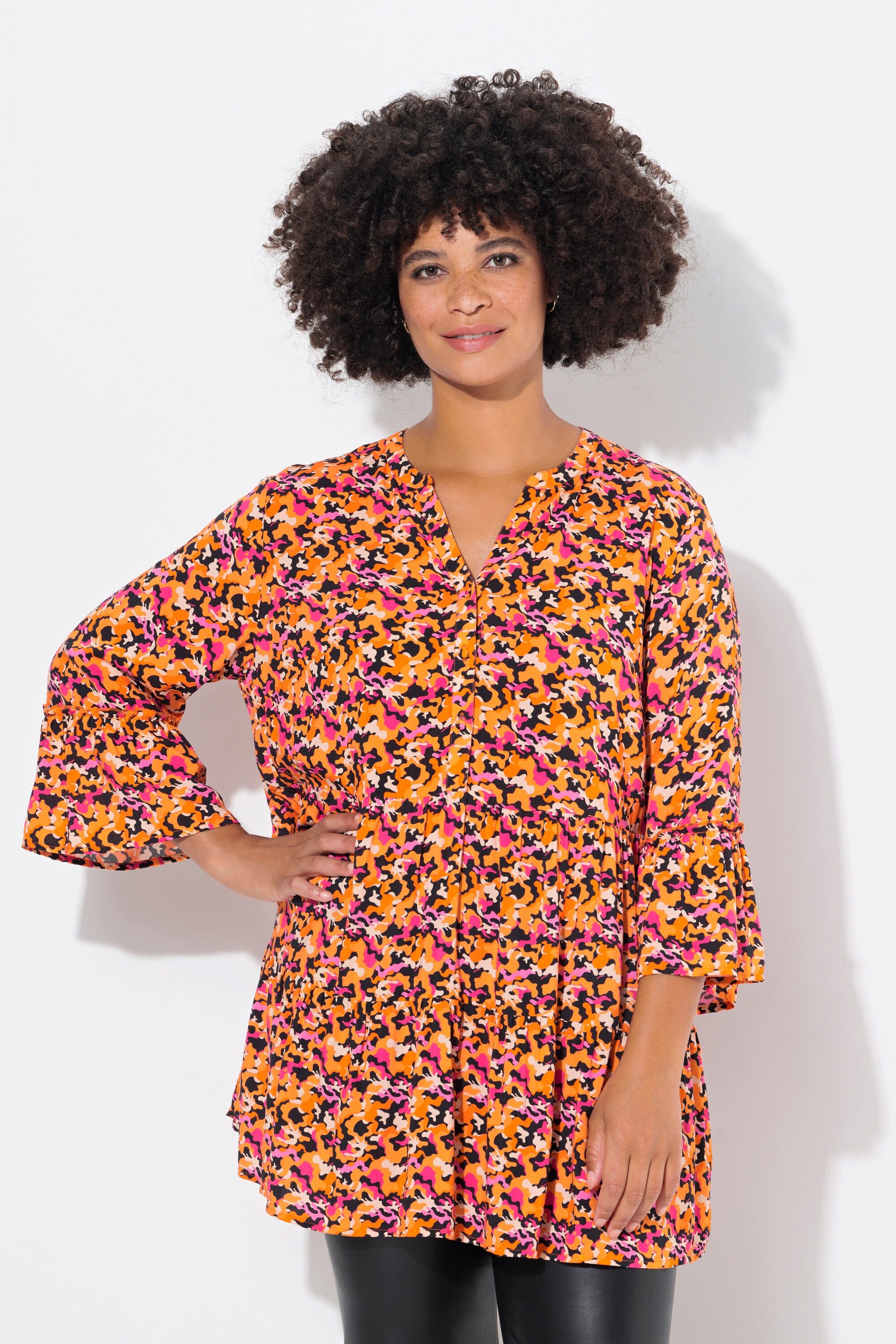 Angel of Style Tunika Tunikabluse A-Linie Camouflage-Print Volants günstig online kaufen