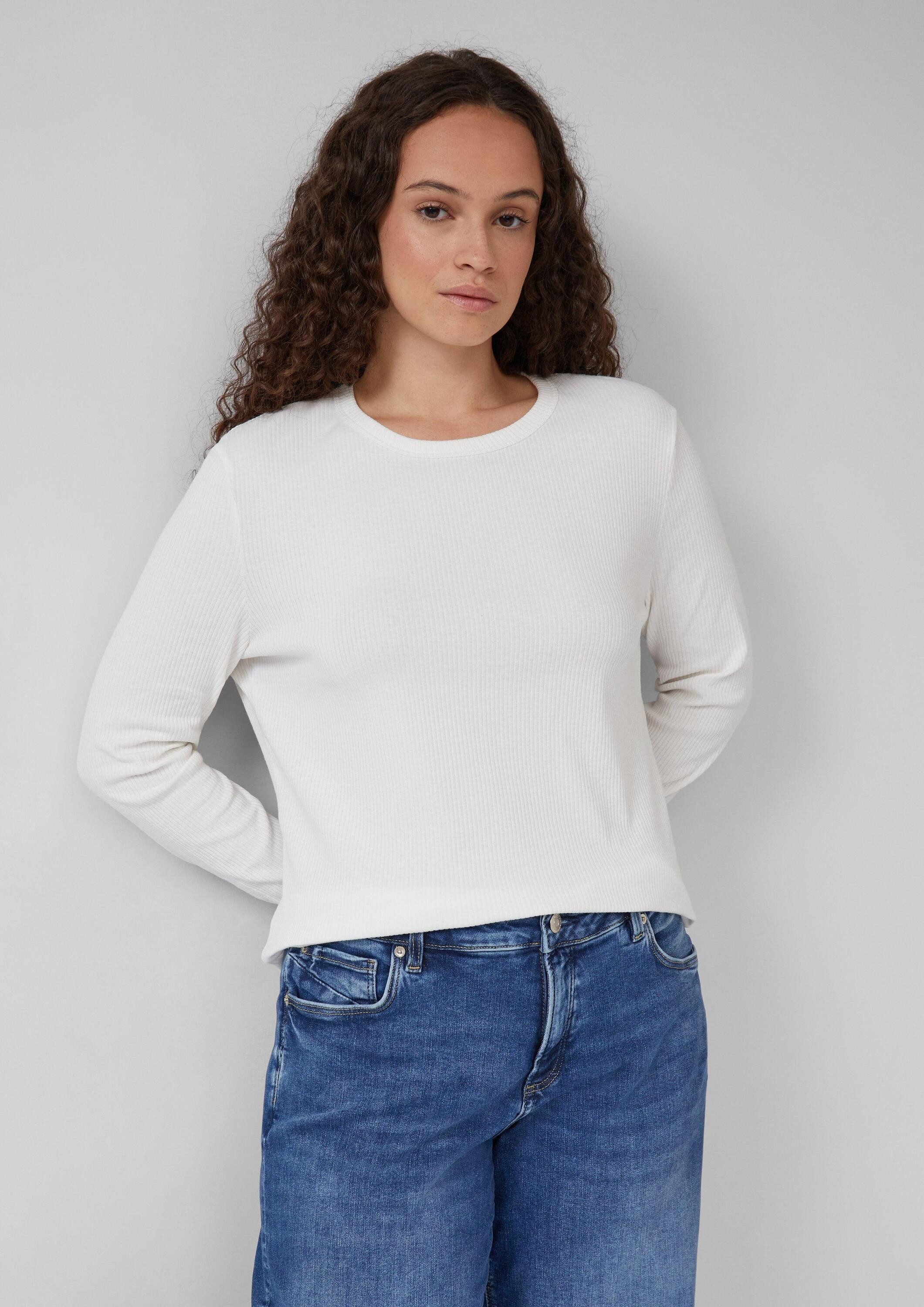 QS Langarmshirt T-Shirt Geripptes Longsleeve im Slim Fit günstig online kaufen