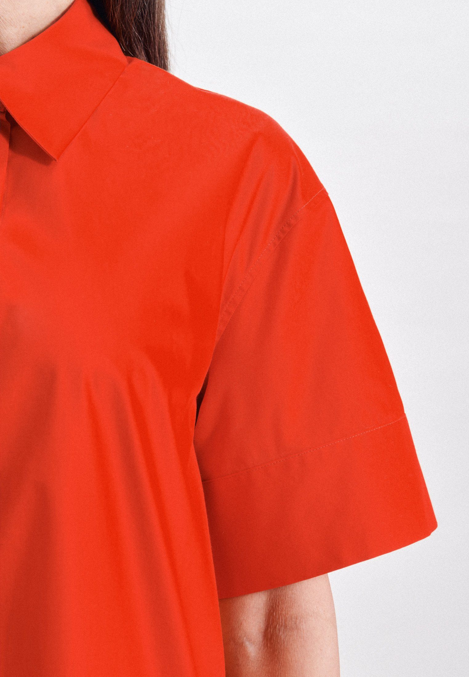 Sommerkleid Kurzarm Rose Uni Orange Schwarze Kragen seidensticker
