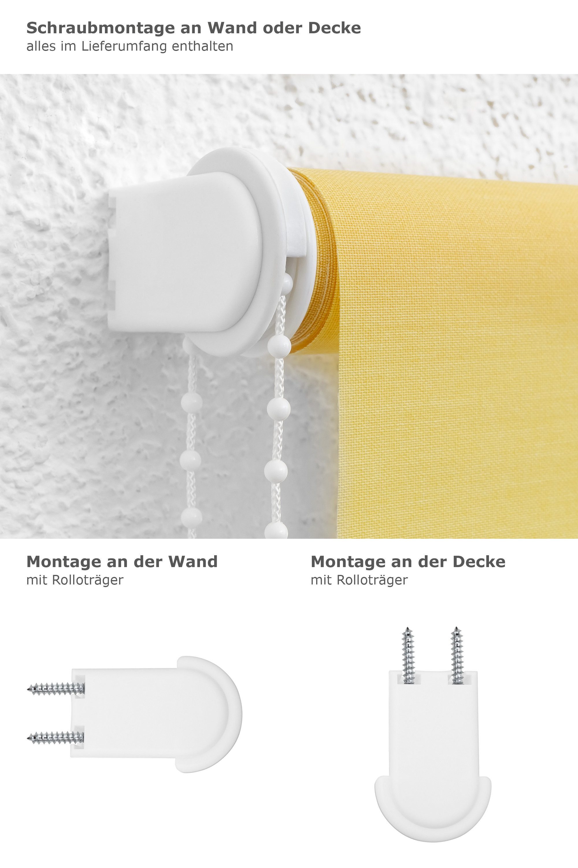 Rollo Basisrollo Tageslicht Pastellgelb, LYSEL®, blickdicht, HxB 175x122.5cm