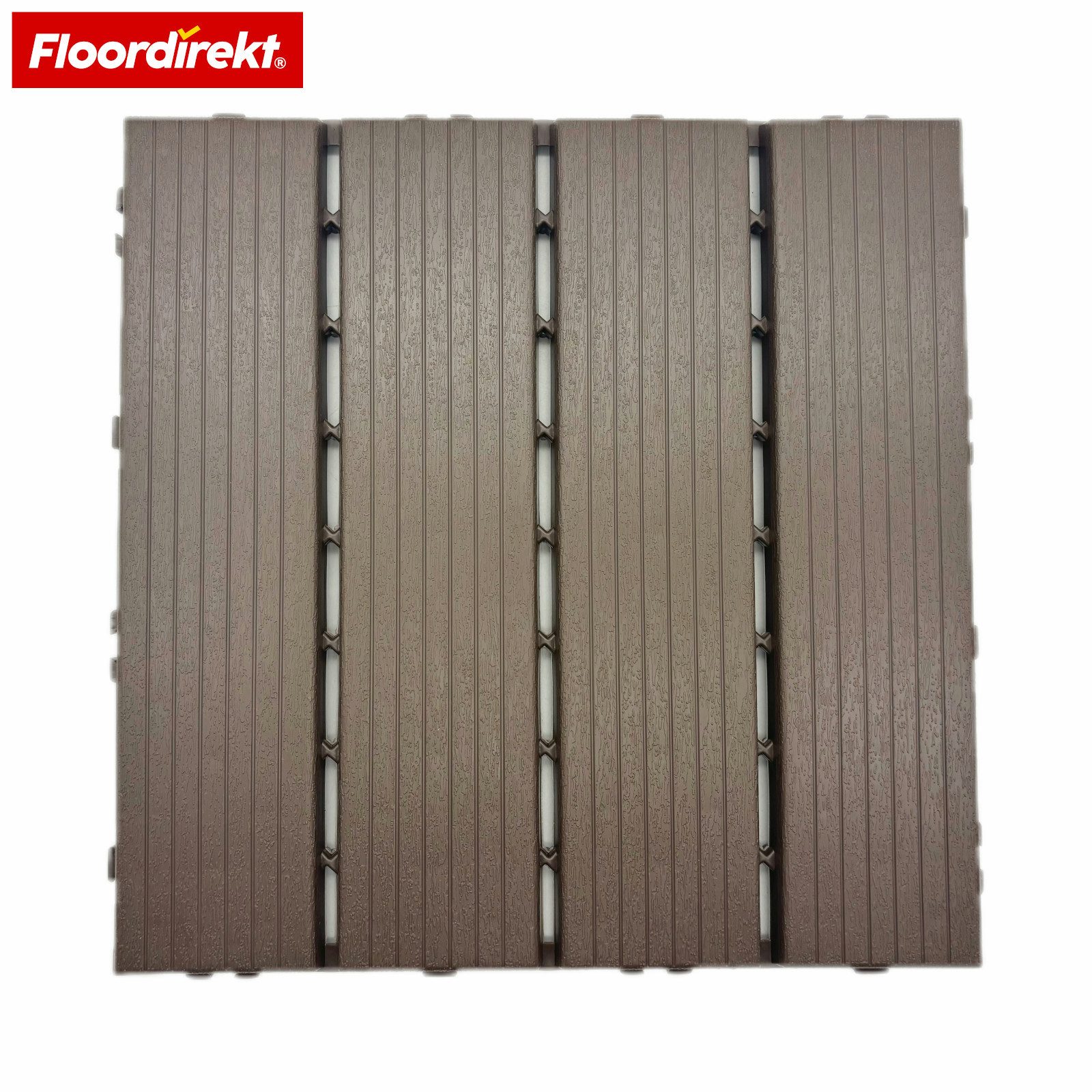 Floordirekt Terrassendielen Terrassenfliesen Klickfliesen Majestic, 30x30 cm Braun Holzdielenoptik, (brauner Balkon Bodenbelag, 1-St), Leicht zu reinigen mit Besen oder Wasserschlauch