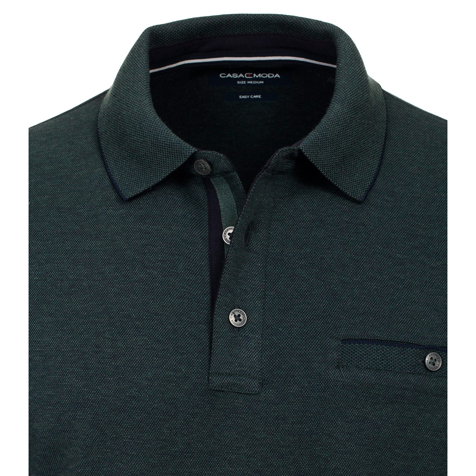 CASAMODA Langarm-Poloshirt CasaModa XXL Langarm-Poloshirt dunkelgrün melange