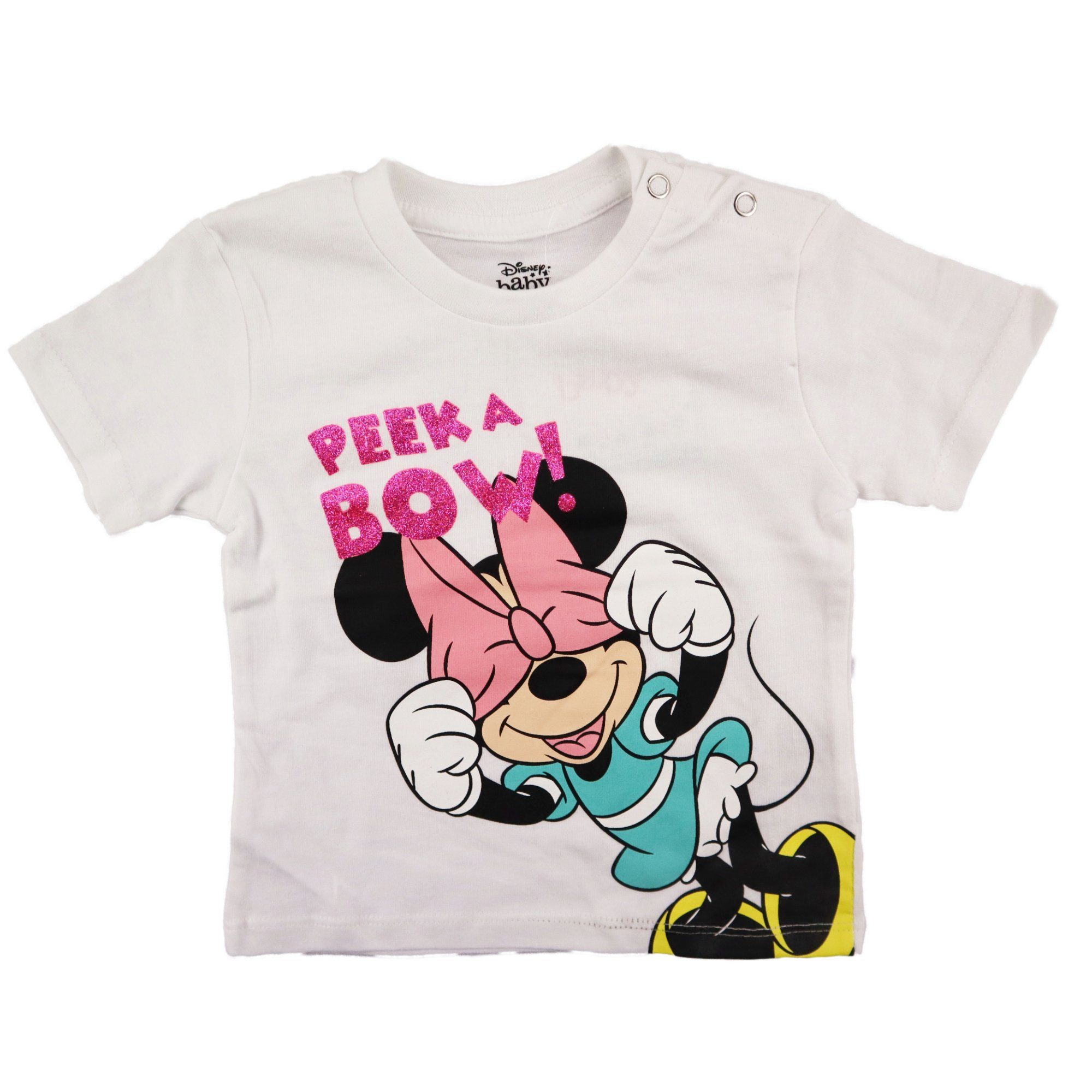Disney Minnie Baby Weiß Sommerset Mouse Minnie bis Gr. Maus Mädchen Print-Shirt plus Shorts T-Shirt 62 86