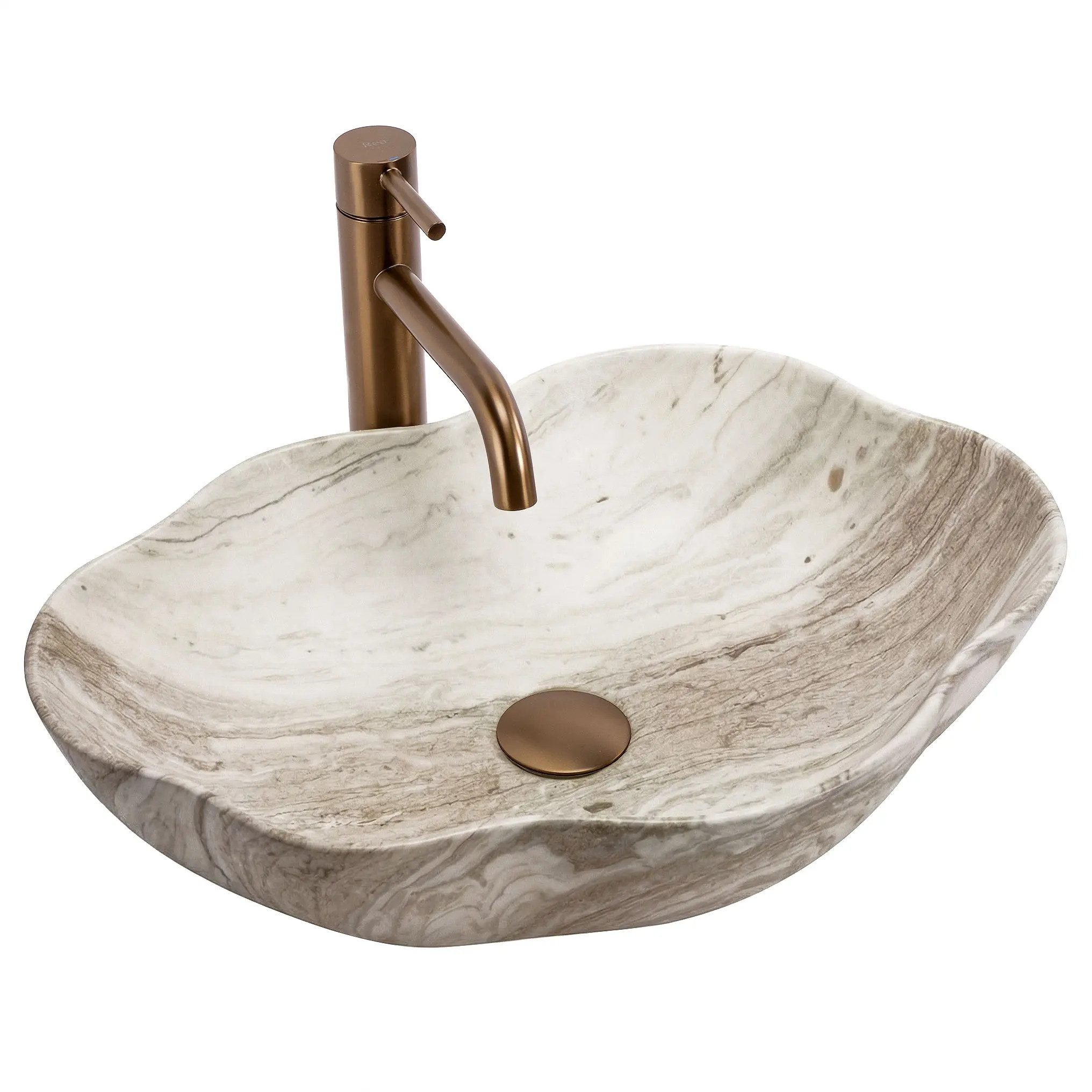 wohnwerk.idee Aufsatzwaschbecken Waschbecken Natursteinoptik – Design Badwaschbecken modern