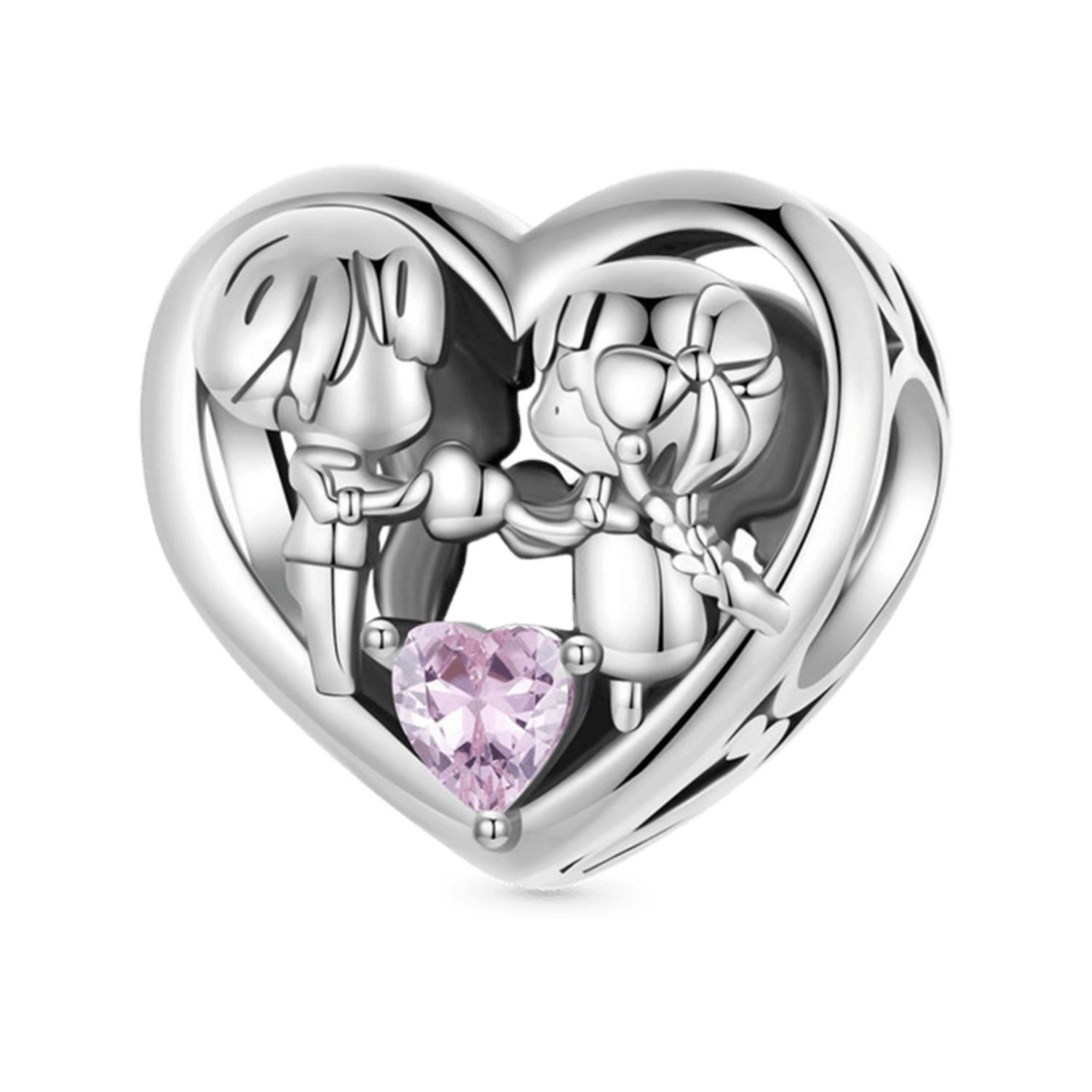 Bead Gnoce Ehepaar-Herzcharm HOC011 Silber