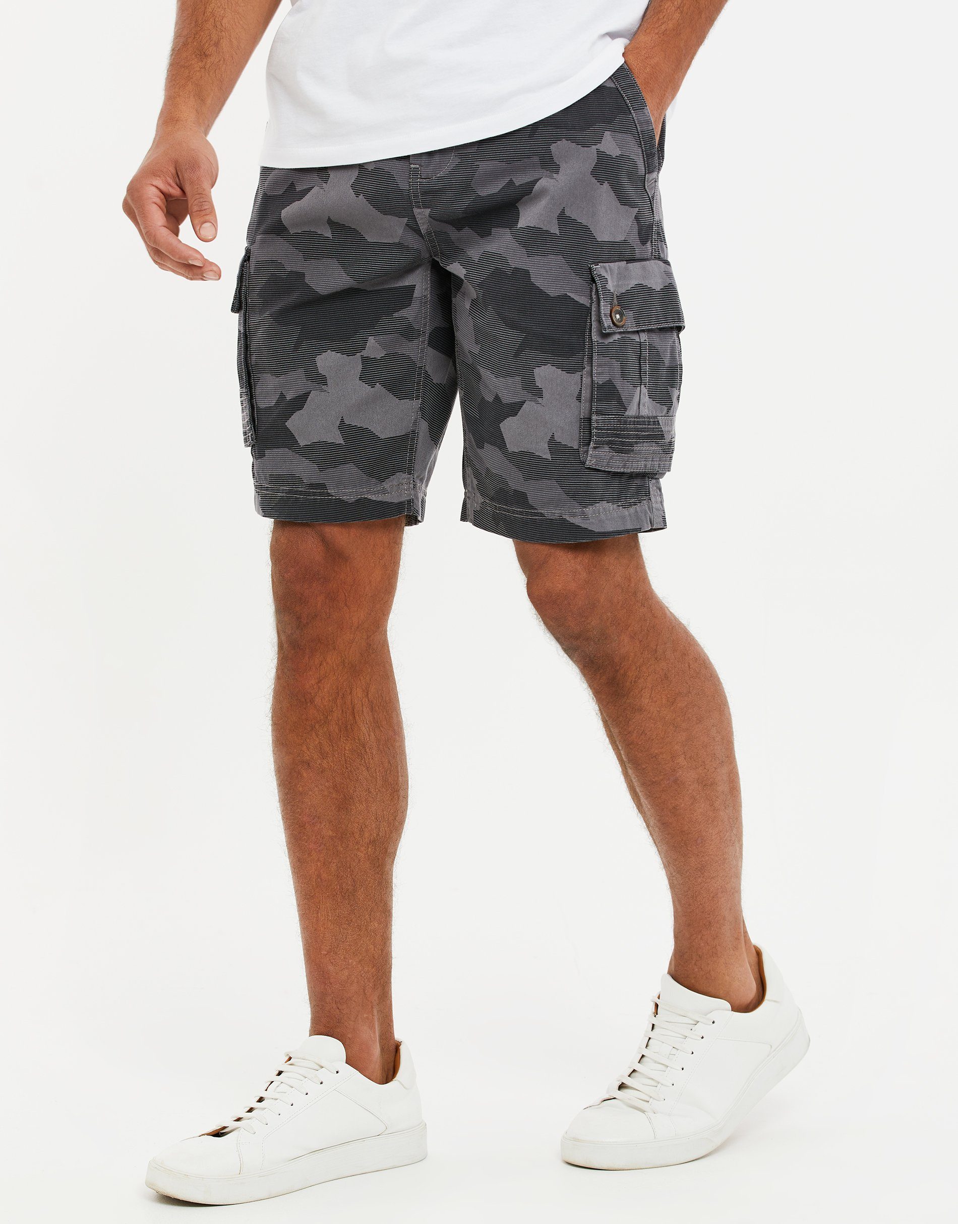 Threadbare Cargoshorts THBCampania Charcoal Camo