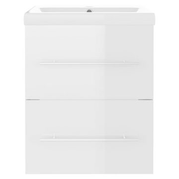 vidaXL Waschtisch Waschbeckenunterschrank Einbaubecken Hochglanz-Weiß Spanplatte 42 cm