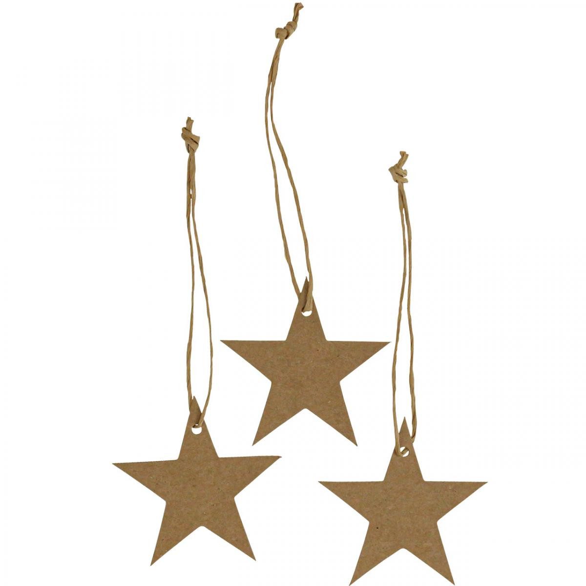 Viana Grußkarten Geschenkanhänger Weihnachten Papier Stern Braun Ø5,5cm 100, 100 Stück
