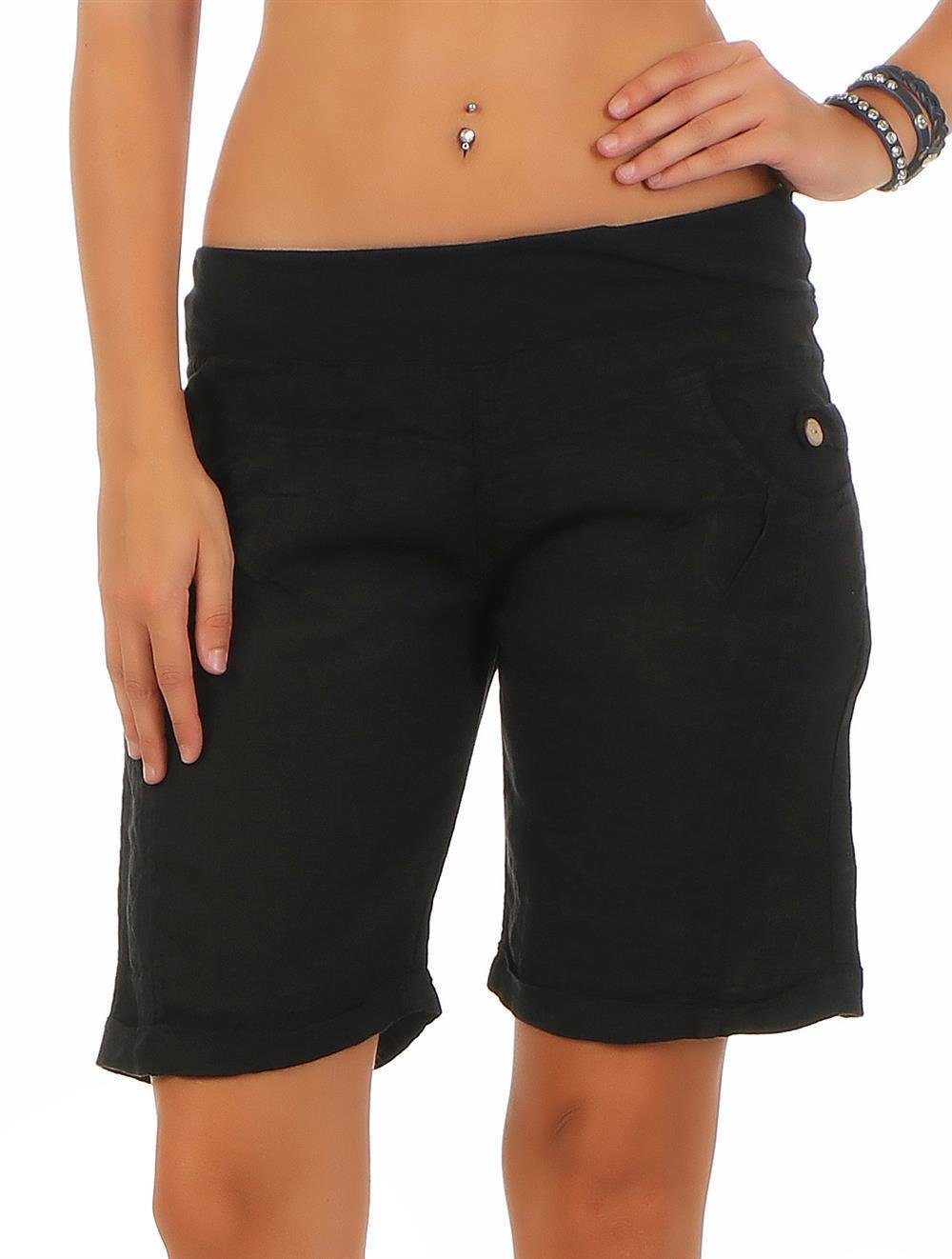 malito Leinenhose than Bermuda aus schwarz more fashion Leinen 3001