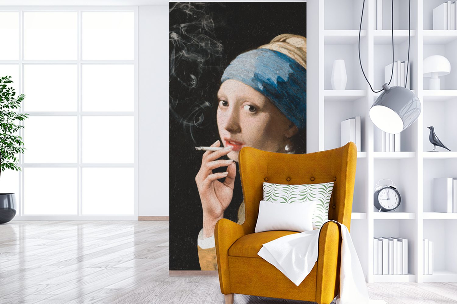 MuchoWow Fototapete Vliestapete bedruckt, (2 Fototapete - Rauchen, Küche, Vermeer für Schlafzimmer Matt, Zigarette St), - Wohnzimmer