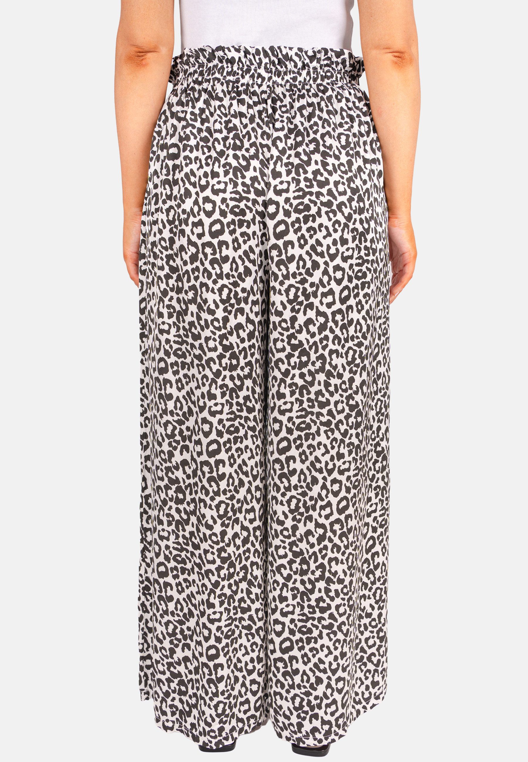 Seasons of April Palazzohose PENELOPE (1-tlg) Leo Hose Damen, Weit, aus Satin, Animal Print, Palazzo Penelope
