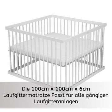 Laufgitter-Matratze Laufgittereinlage Levi für Laufgitter Made in Germany, Stillerbursch, 6 cm hoch, 100 x 100, mit Komfortreißverschluss für bequeme Bezugsreinigung