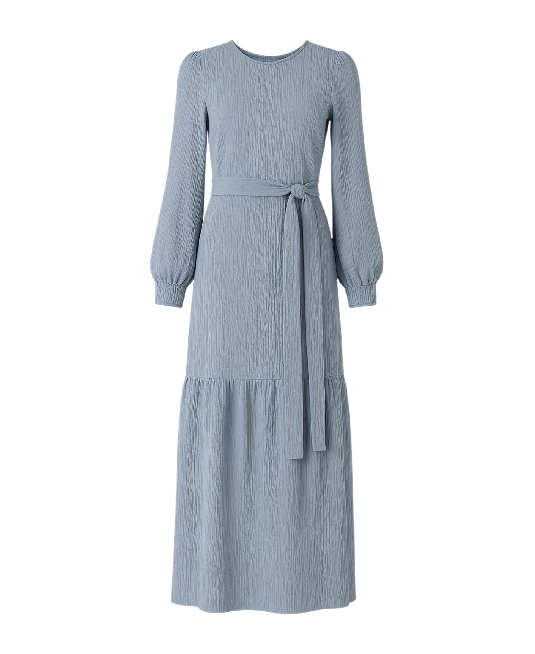 fashionshowcase Maxikleid Damen Crinkle Kleid mit Gürtel, Ballonärmel, 140  günstig online kaufen