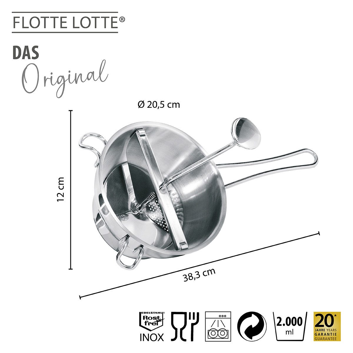 GEFU Passiersieb Edelstahl Passiermühle FLOTTE LOTTE Set Inkl Lochs