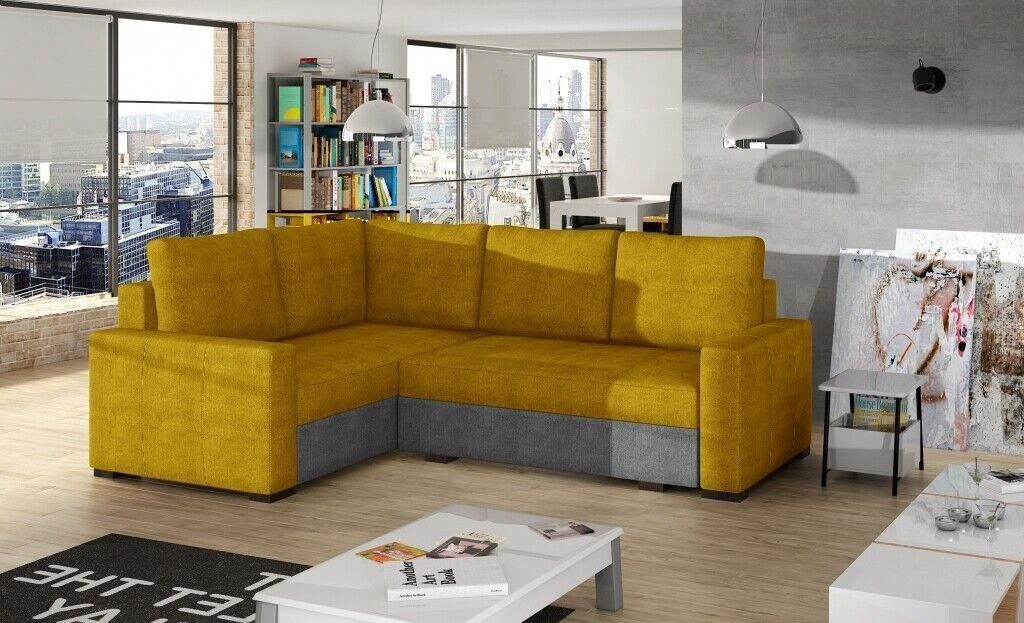 JVmoebel Ecksofa Ecksofa L Form Sofa Polster Gelb/Grau in Couch Ecksofas Wohnlandschaft, Europe Made