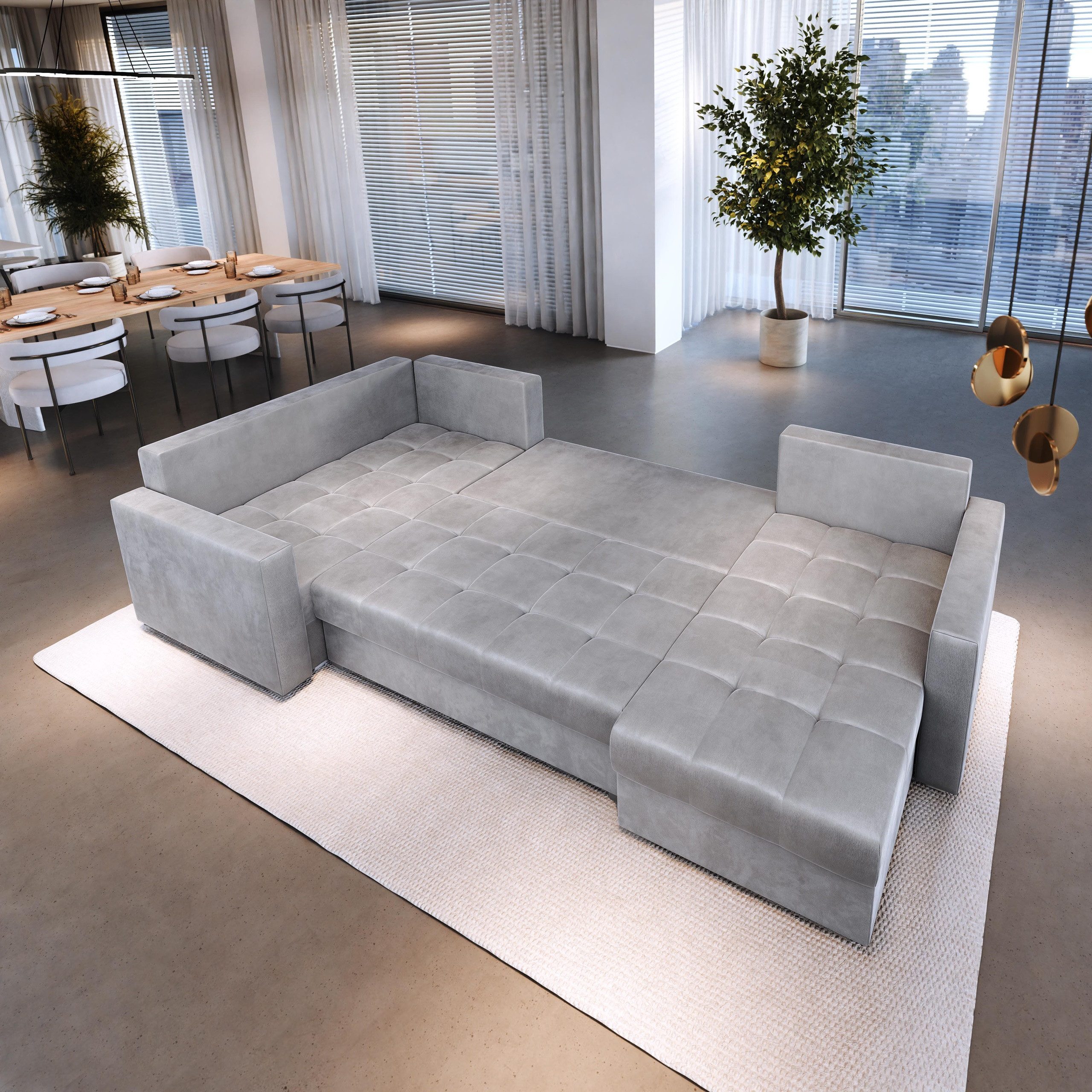 Masseno Ecksofa LORIVO mit Schlaffunktion U-Form, Sofa mit Bettkasten