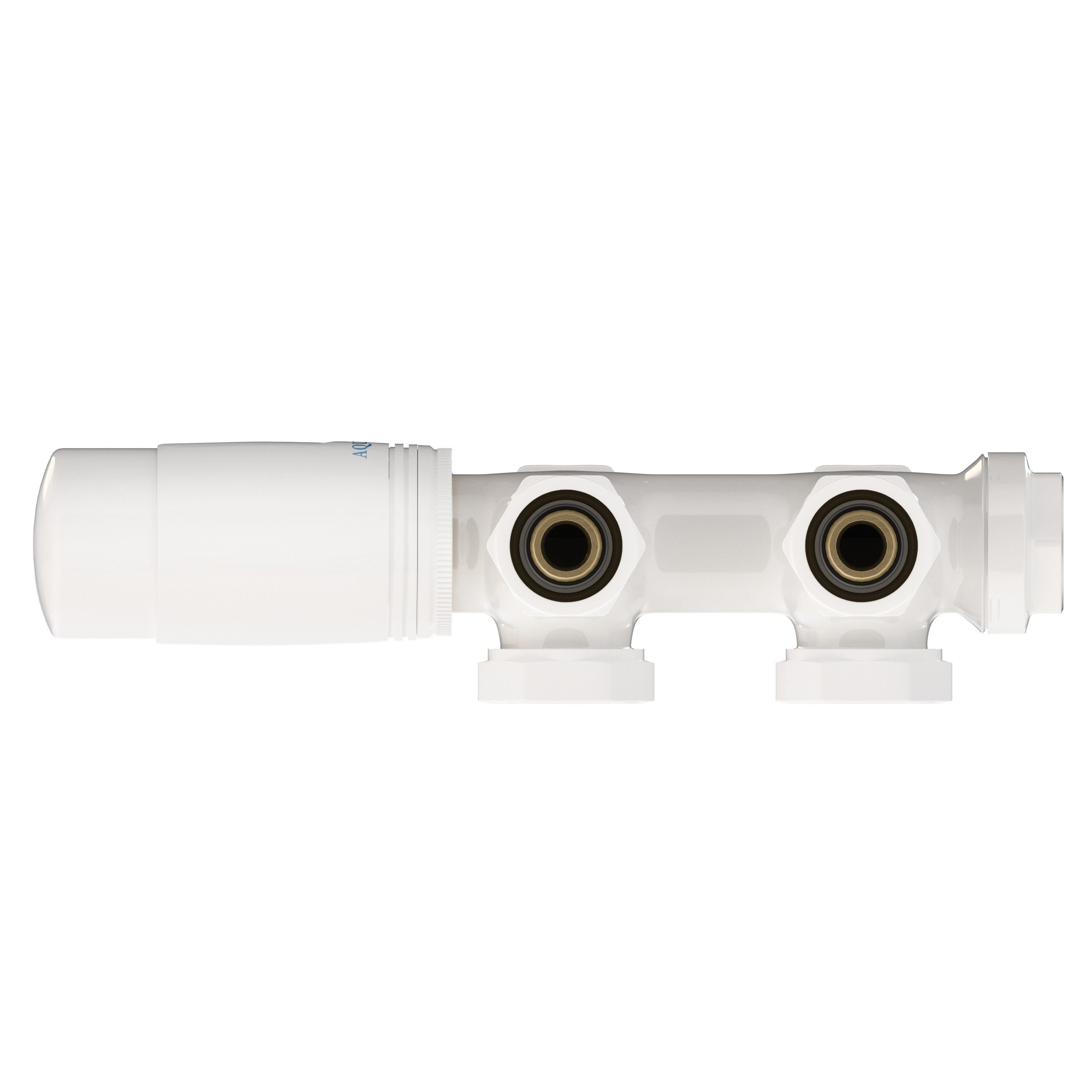 Anschlussgarnitur Aquabad® Mittelanschluss, Heizkörperthermostat Weiß Multiblock 50mm Gerade -