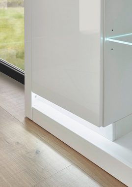 Furn.Design Stauraumvitrine Ladis (Vitrinenschrank in weiß Hochglanz, 80 x 195 cm) 10 Fächer