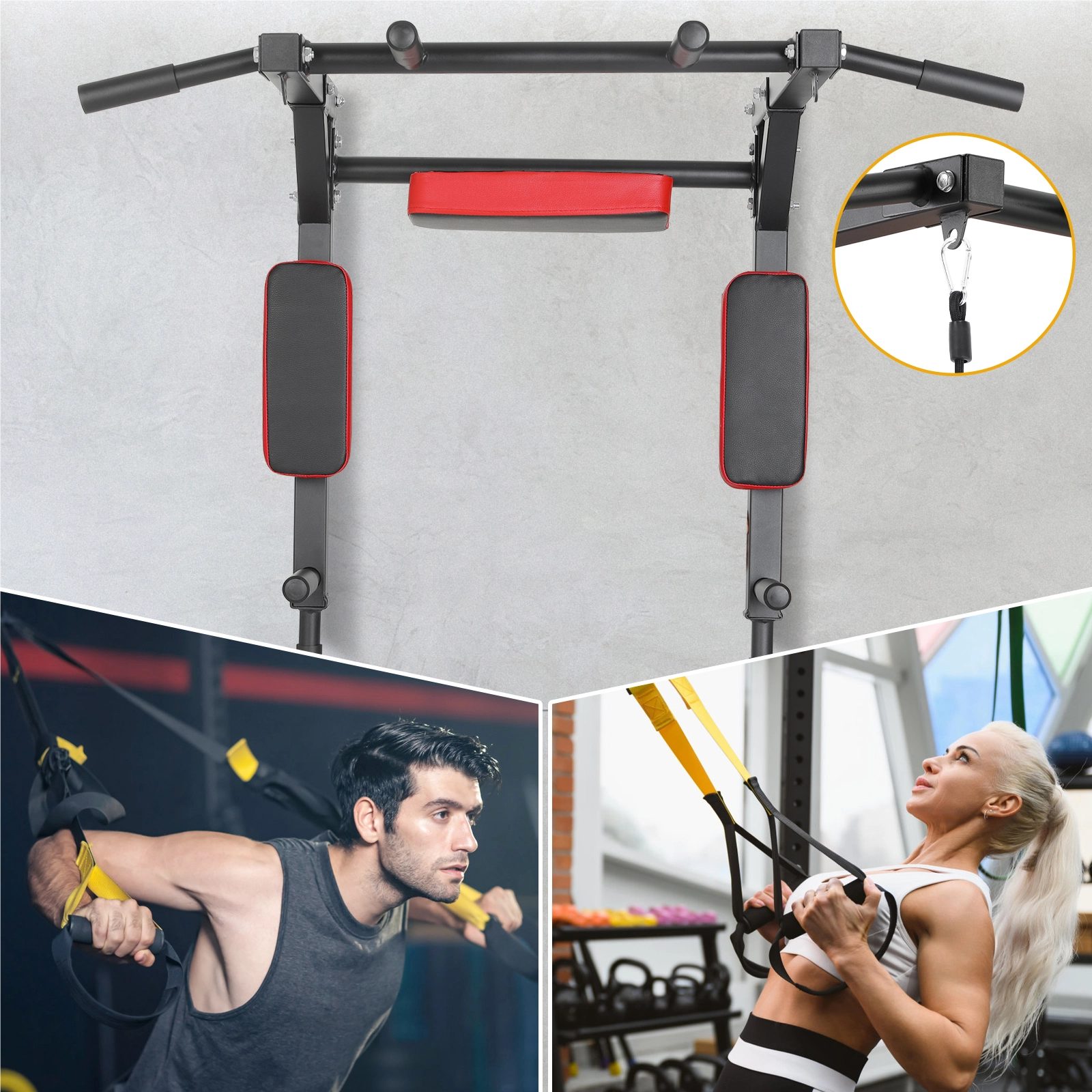 TLGREEN Klimmzugstange zur Wandmontage, Multifunktionale Pull-Up-Bar (Trainingsstange Dip-Station für das Training zu Hause), Power Tower Trainingsgewicht bis zu 200kg