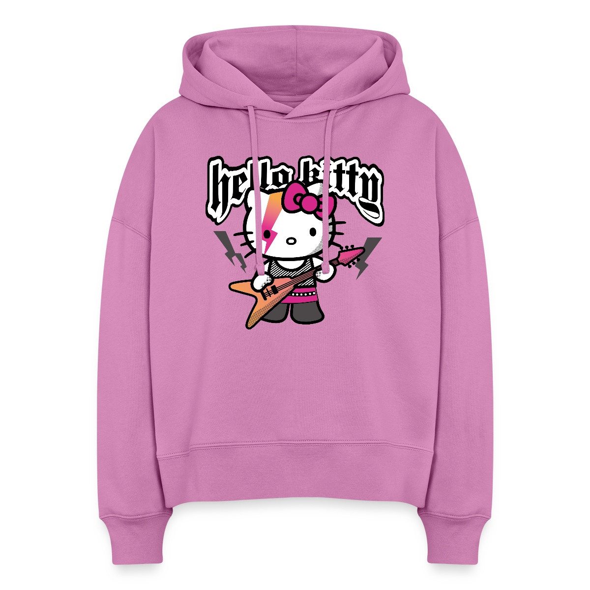 Hoodie Hello Kitty E-Gitarre Rock Style Frauen Boxy Organic Hoodie