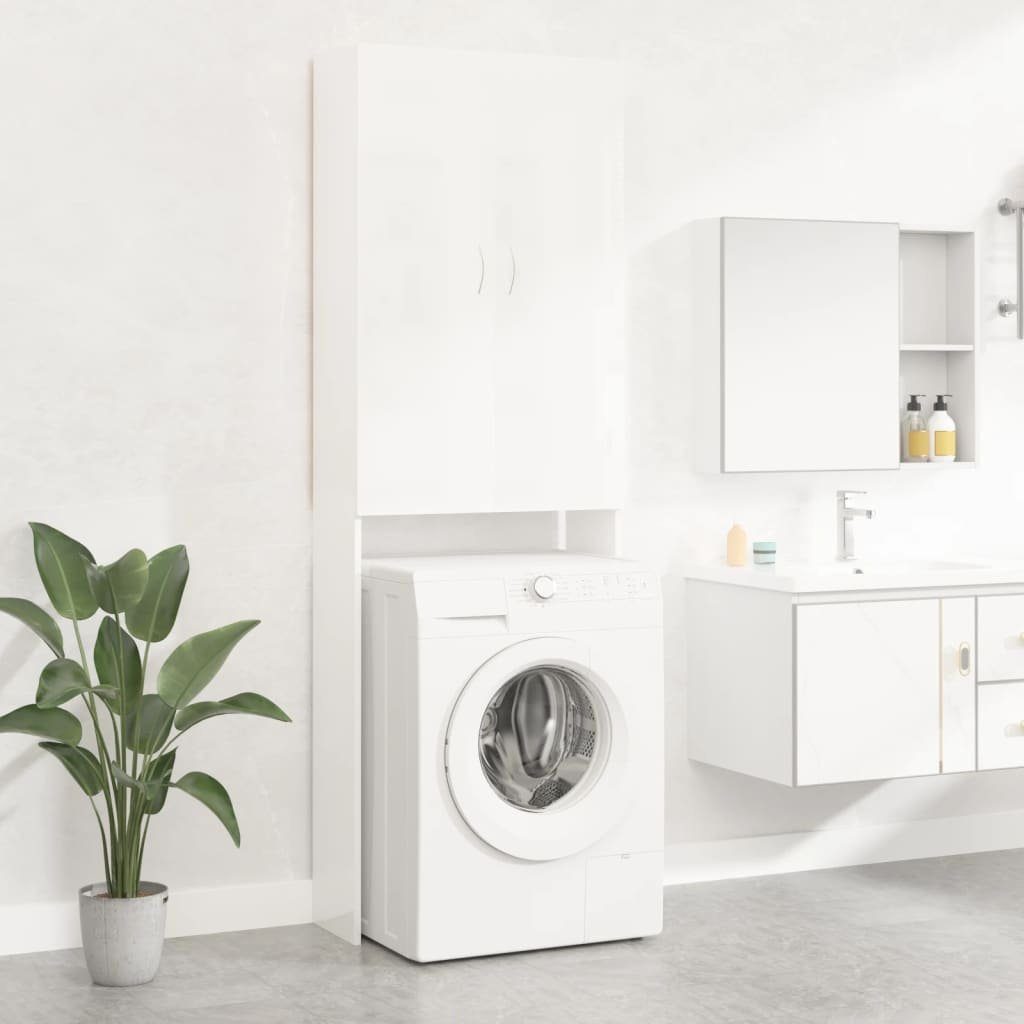 vidaXL Waschmaschinenumbauschrank Waschmaschinenschrank Hochglanz-Weiß 64x25,5x190 cm