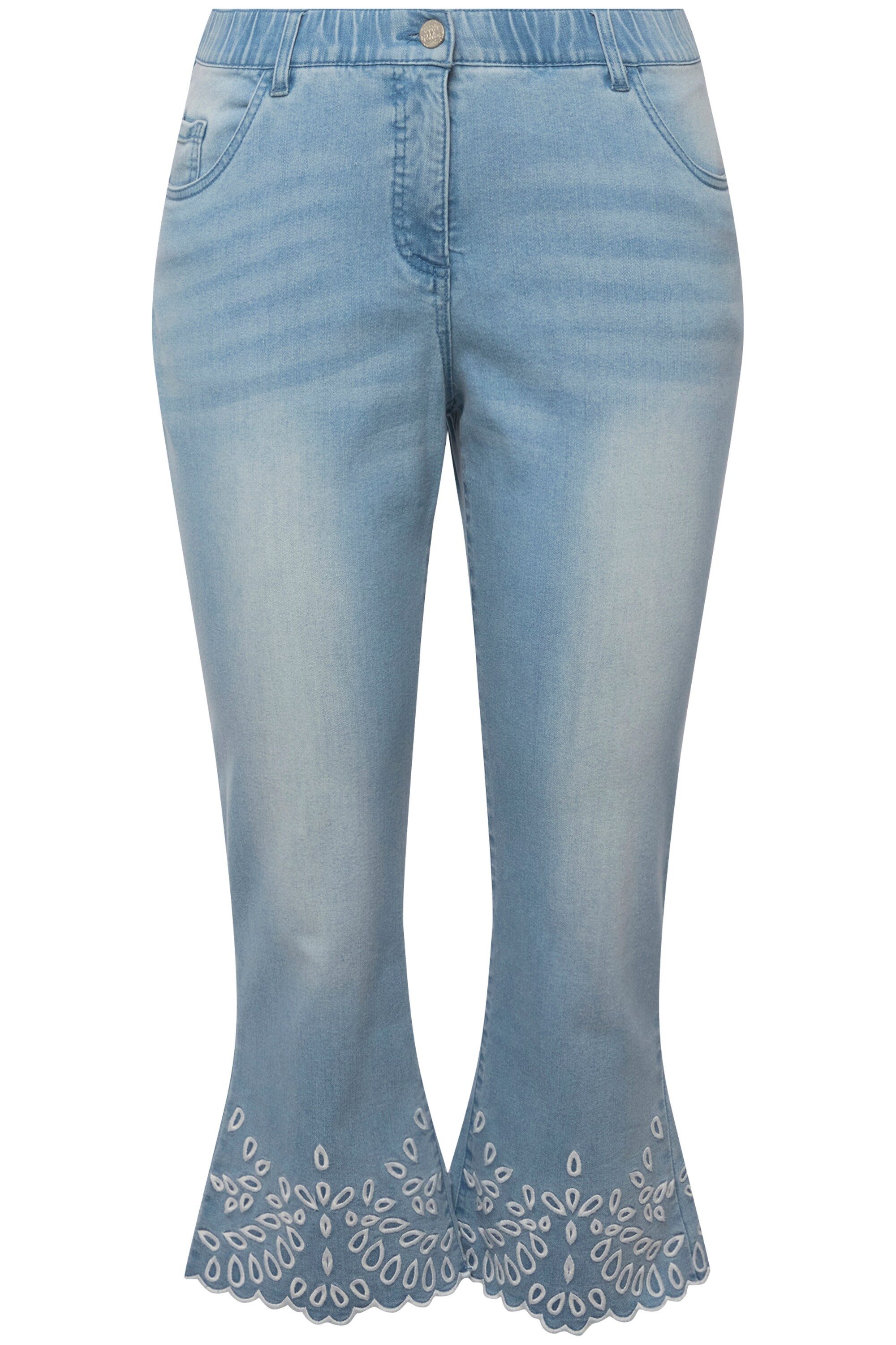 Ulla Popken Regular-fit-Jeans 7/8-Jeans Marie Stickerei günstig online kaufen