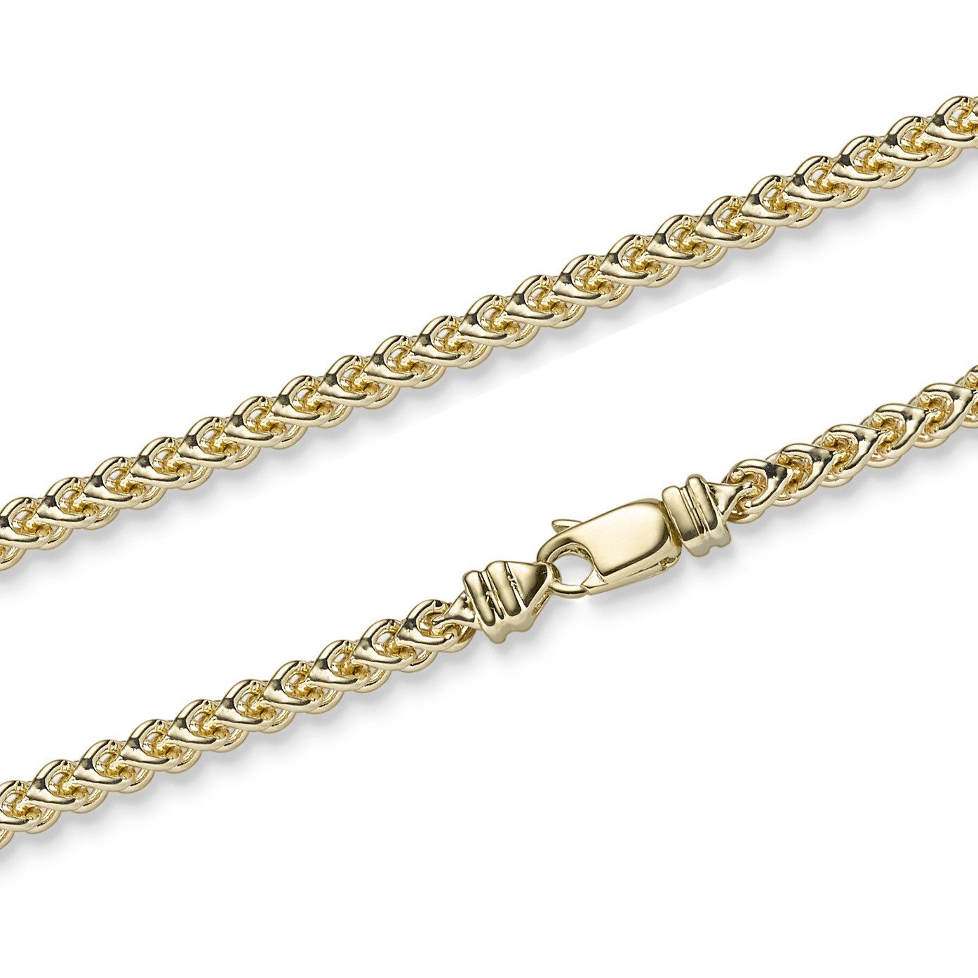 HOPLO Goldkette Goldkette Franco Kette Halskette 3,5 mm 70 cm 585-14 Karat Gold, Made in Germany