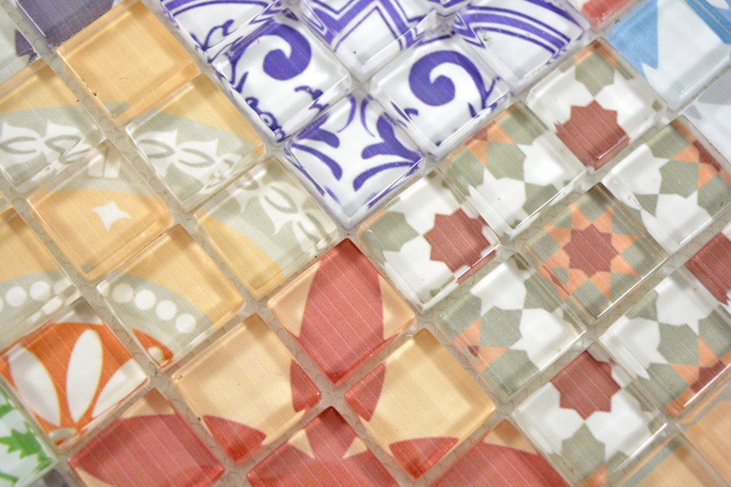 Glasmosaik Mosaikfliesen 10-teilig 10 Matten, Mosani mehrfarben glänzend / Set, Crystal Mosaikfliesen