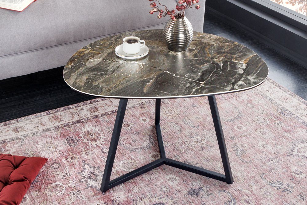 riess-ambiente Couchtisch MARVELOUS 70cm taupe / schwarz (Einzelartikel, 1-St), Wohnzimmer · Keramik · Glas · Metall · Marmor-Design